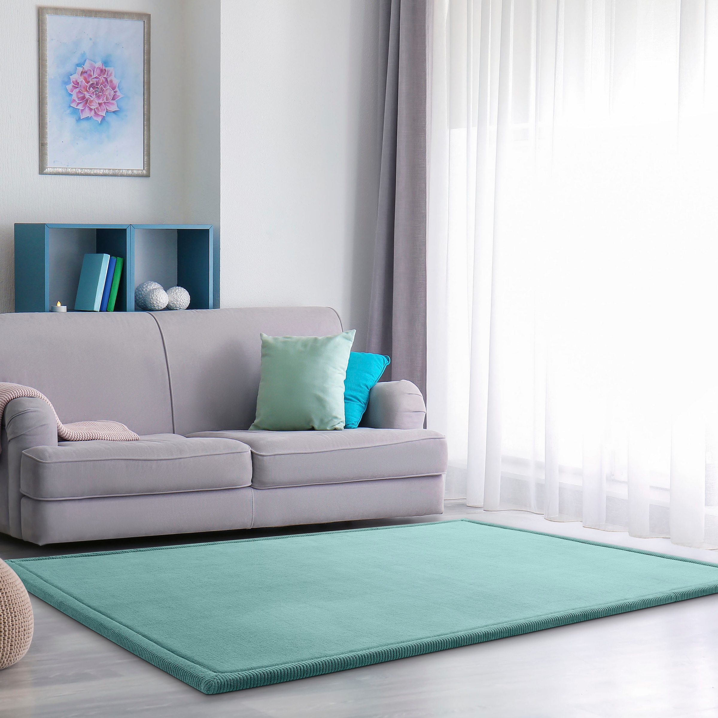 Paco Home Teppich »Tatami 475« rechteckig 24 mm Höhe Kurzflor, Uni-Farben, mit Memory Foam, waschbar
