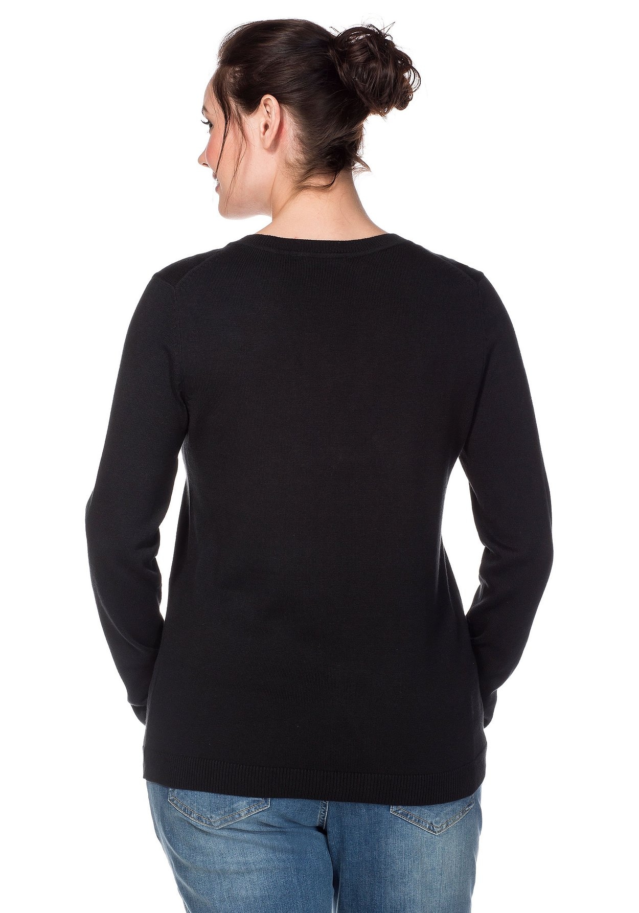 Sheego V-Ausschnitt-Pullover »Pullover aus Feinstrick«, aus Feinstrick