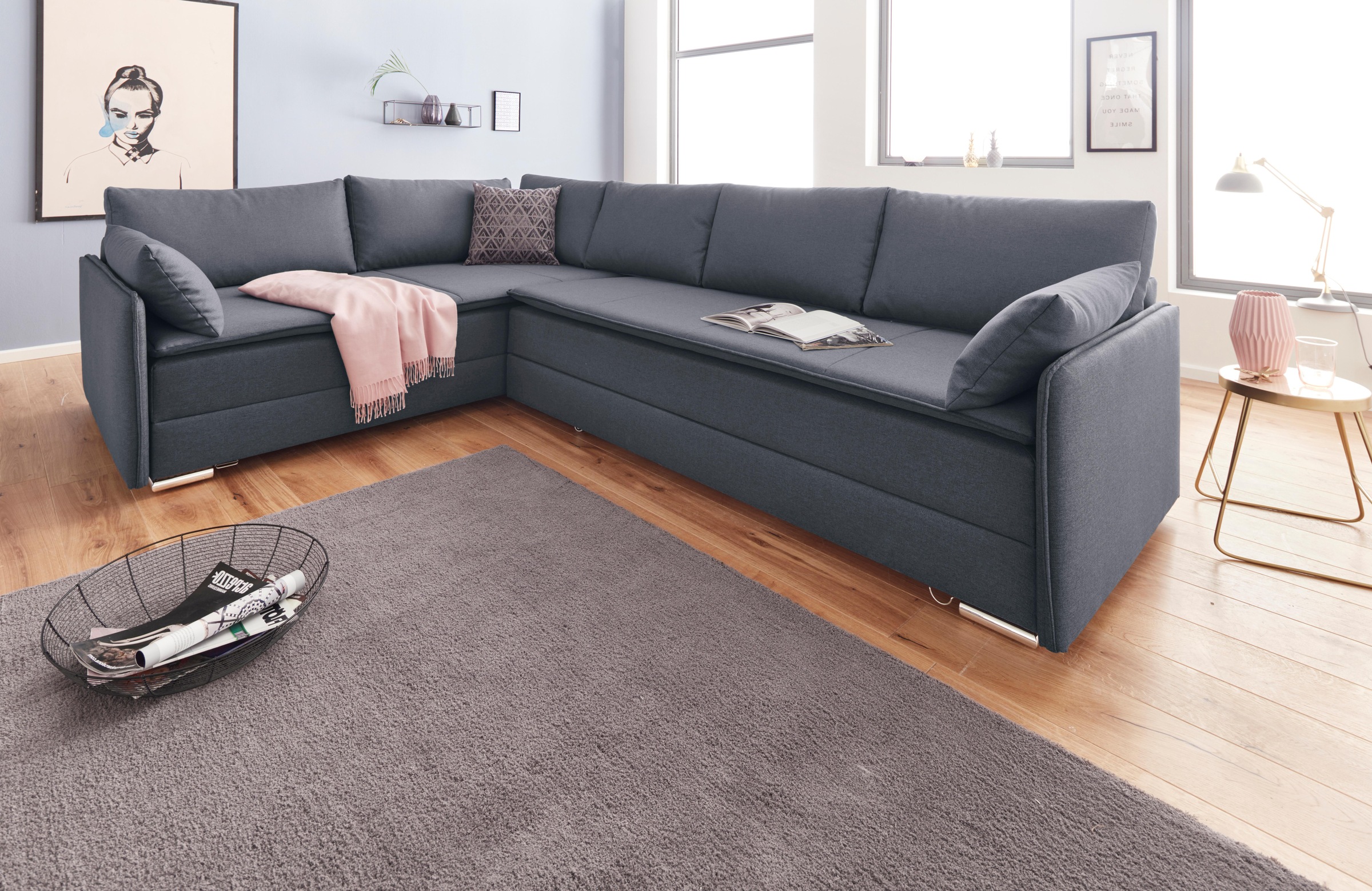 INOSIGN Ecksofa »Dream L-Form«, mit Federkern, mit Bettfunktion und Bettkasten