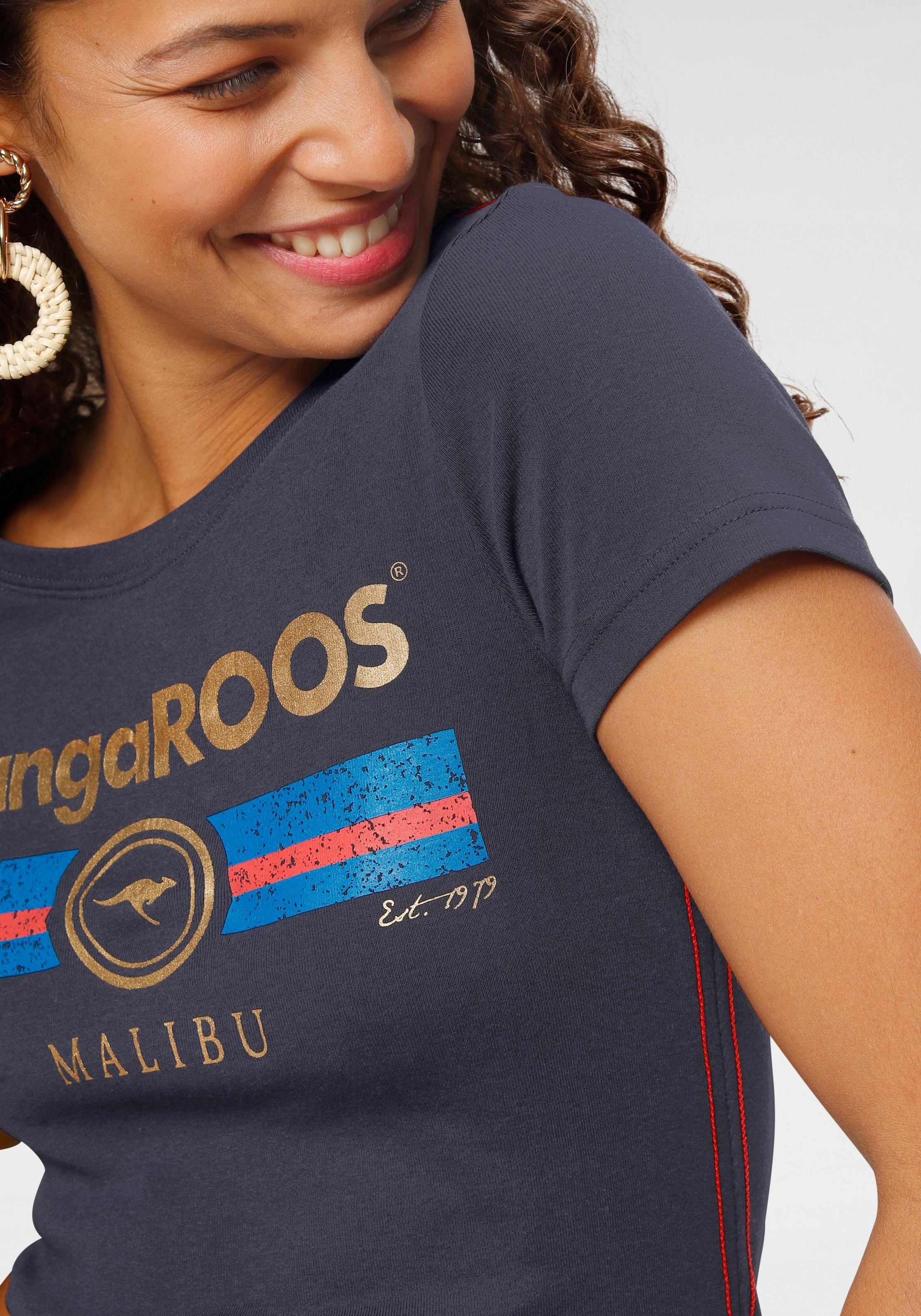 KangaROOS T-Shirt, mit Label Metallic Print