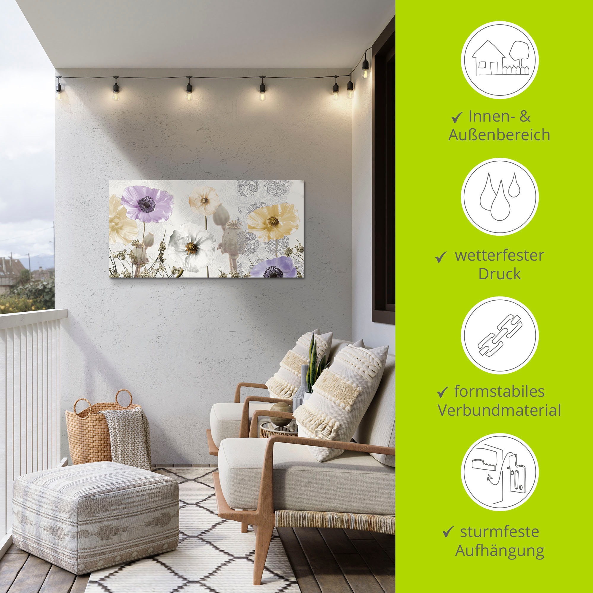 Artland Wandbild »Glänzende Mohnblumen«, Blumen, (1 St.), als Alubild, Outdoorbild, Leinwandbild, Wandaufkleber, versch. Größen