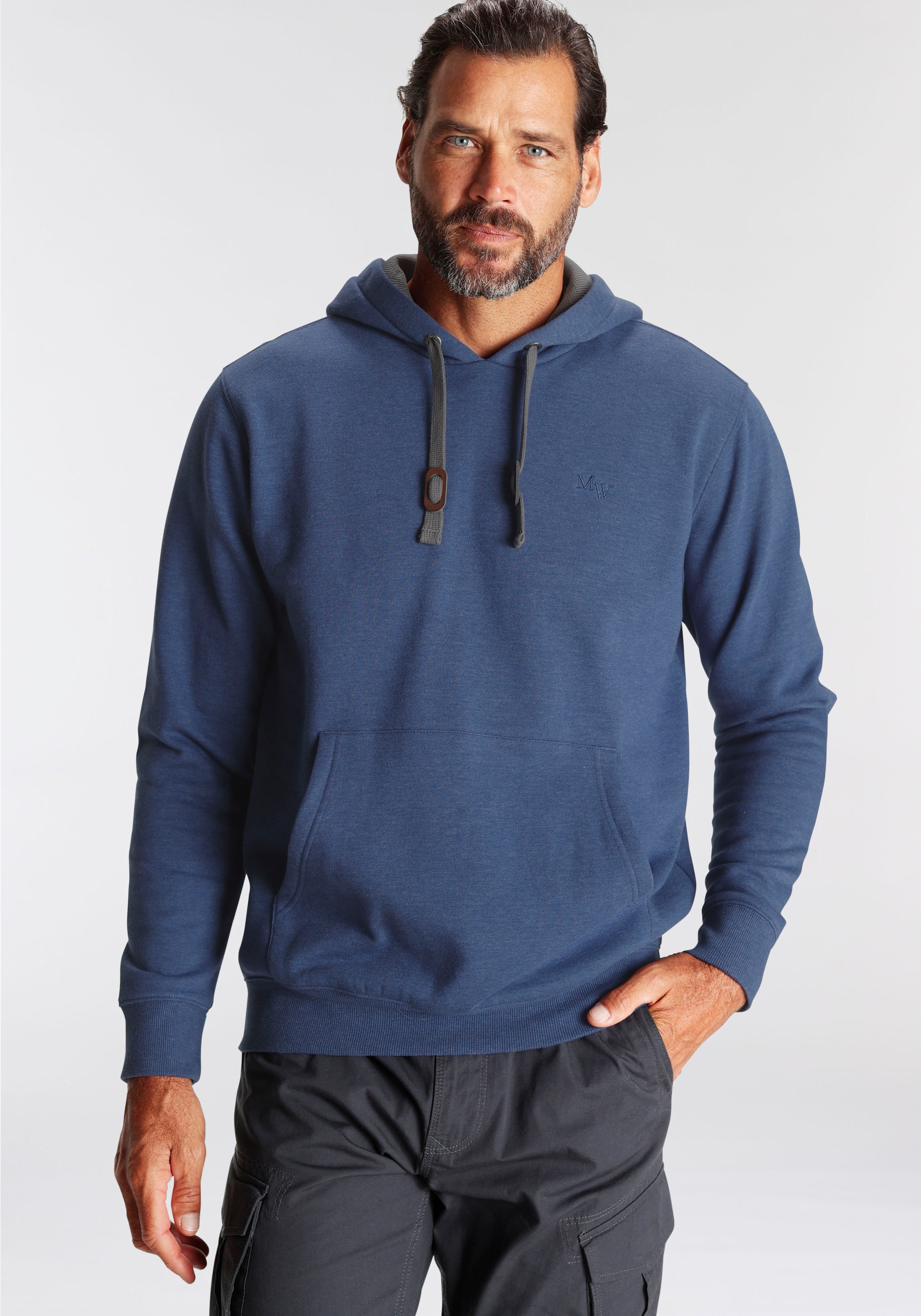 Man's World Kapuzensweatshirt, lange Ärmel, lockere Passform, unifarben, mit Kapuze