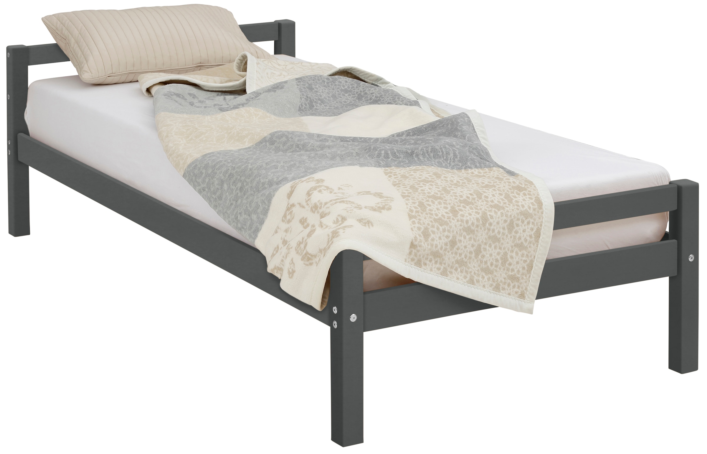 Lüttenhütt Kinderbett »Alpi«, Einzelbett aus schönem Kiefernholz, Lattenrost, Liegefläche 90x200 cm