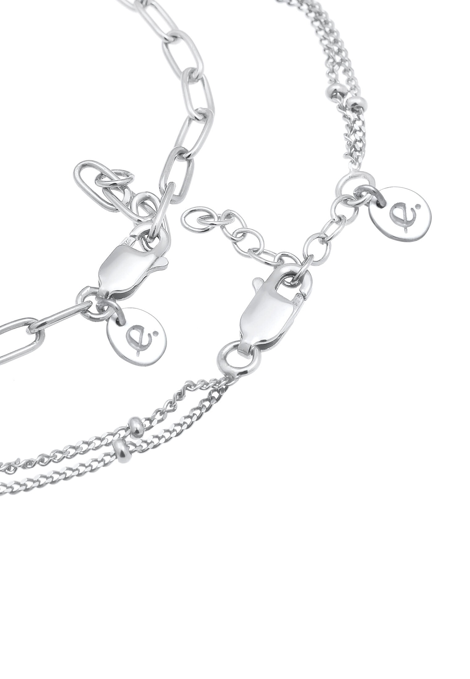 Elli Premium Armketten Set »Armband Glieder Layer Kugel (2 tlg) 925 Silber vergoldet«