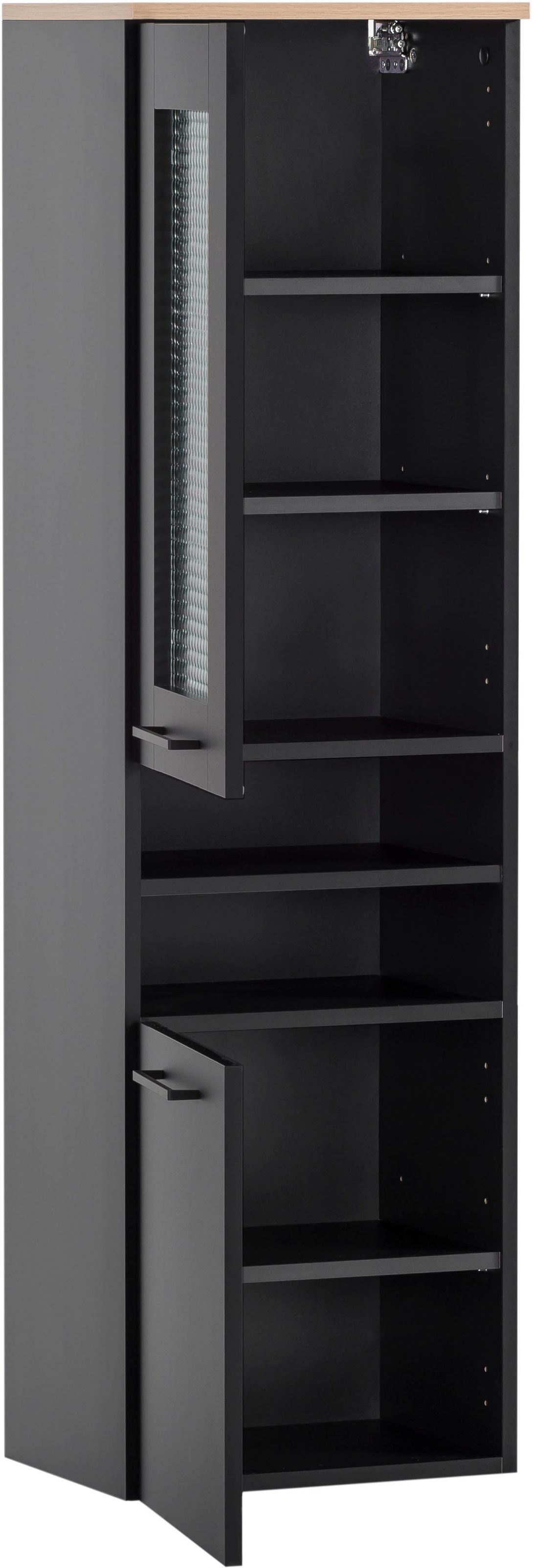Schildmeyer Hochschrank »Malte Breite 40,3 cm«, mit fühlbarer Holzstruktur, obere Tür mit Glaseinsatz