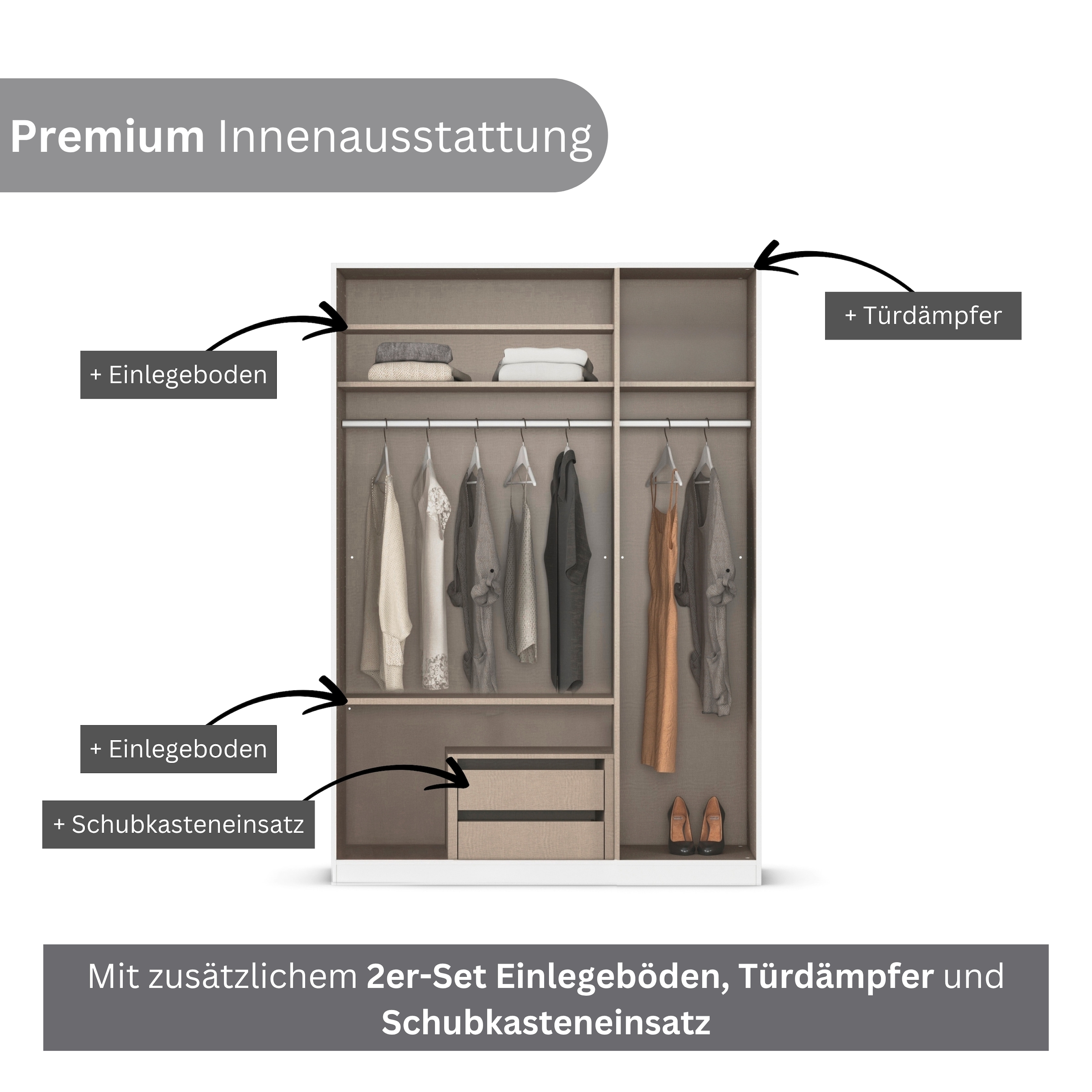 rauch Kleiderschrank »Marlene«, (in 3 verschiedenen Ausstattungen BASIC/CLASSIC/PREMIUM), in 3 Breiten 91/136/181 cm im Landhaus-Stil MADE IN GERMANY