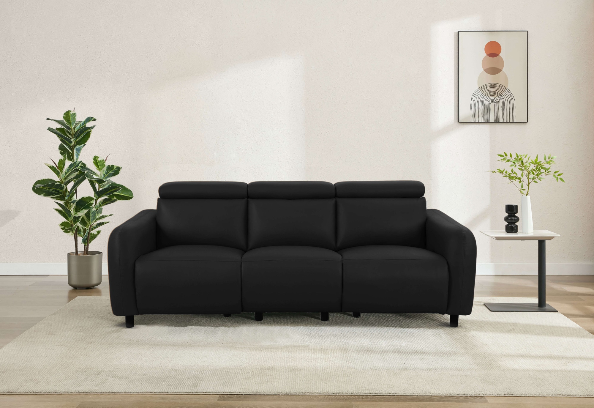 Home affaire 3-Sitzer »SKAANE Lederoptik, 229 cm, manuelle-u. elektrische Relaxfunktion«, Relax-Funktion in 2 Sitzen, Kopfteilverstellung, Federkernpolsterung