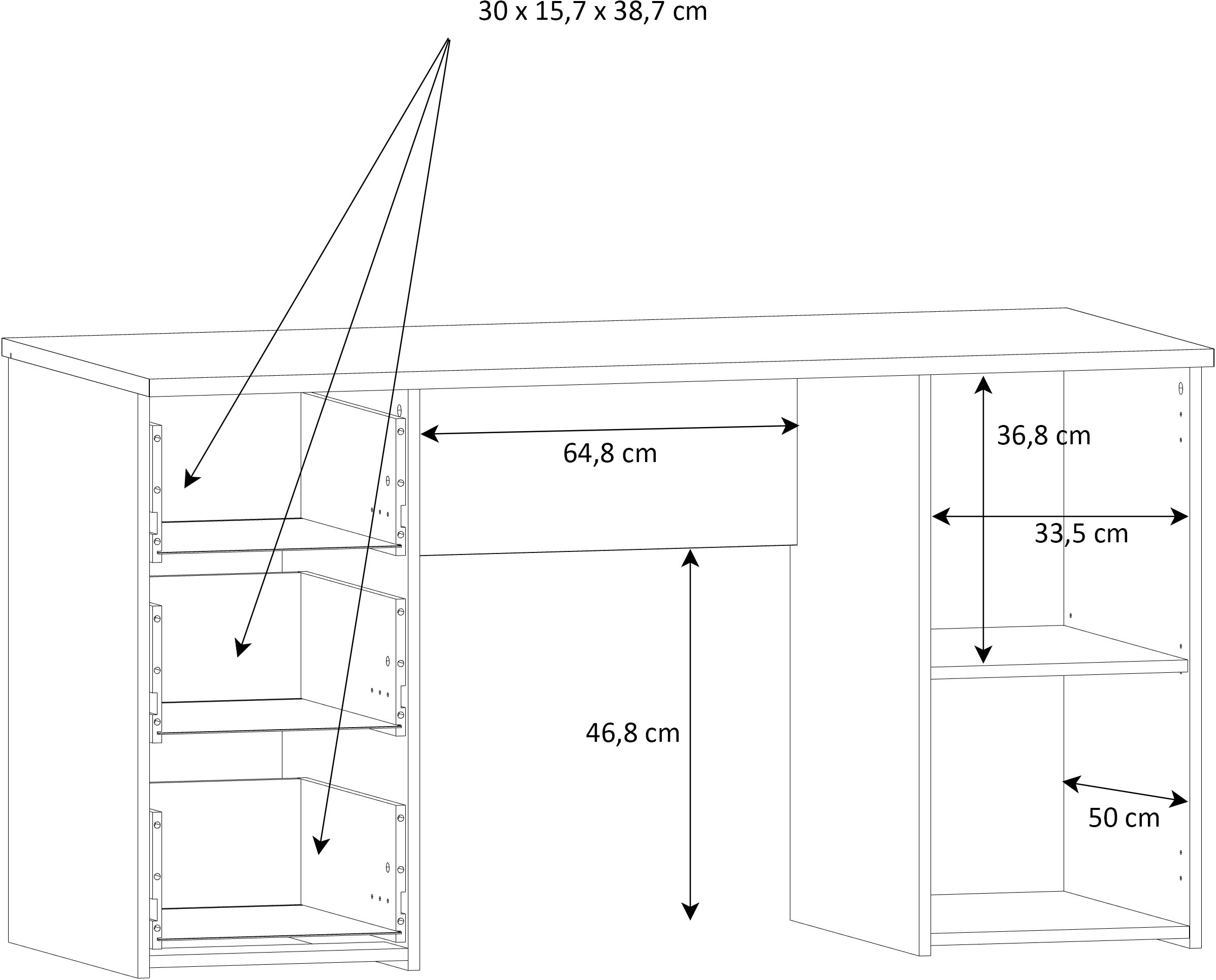 FORTE Schreibtisch »Neuss«, mit 3 Schubladen & 1 Tür, funktional, Breite 138 cm
