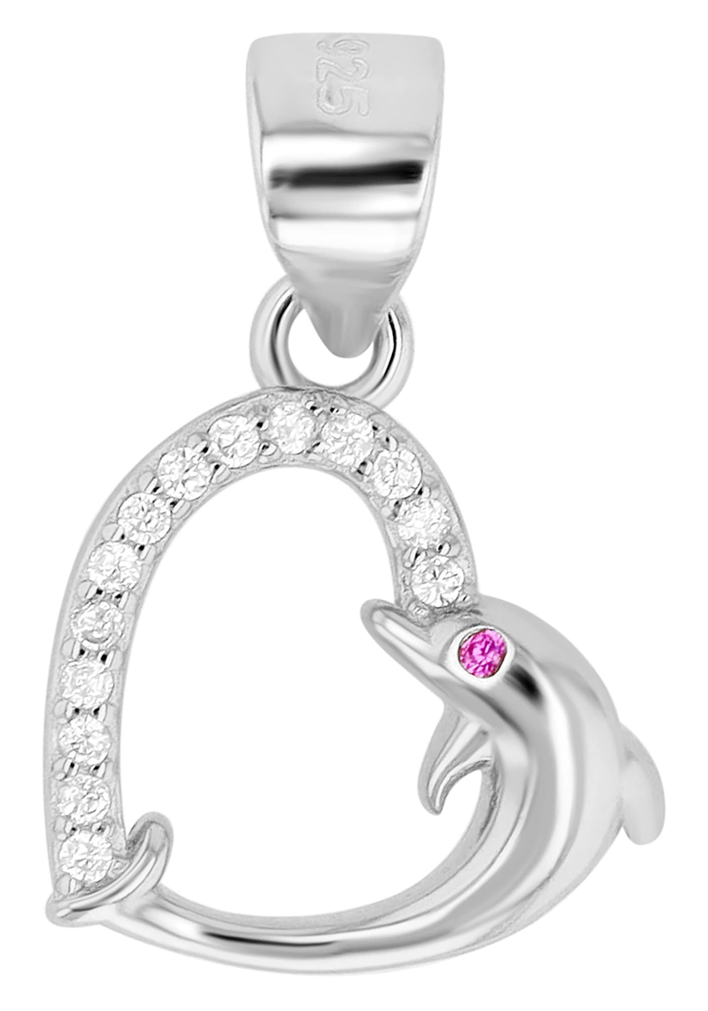 Adelia´s Herzanhänger »Kinder Anhänger ¿ Delfin Herzanhänger aus 925 Silber mit Zirkonia«