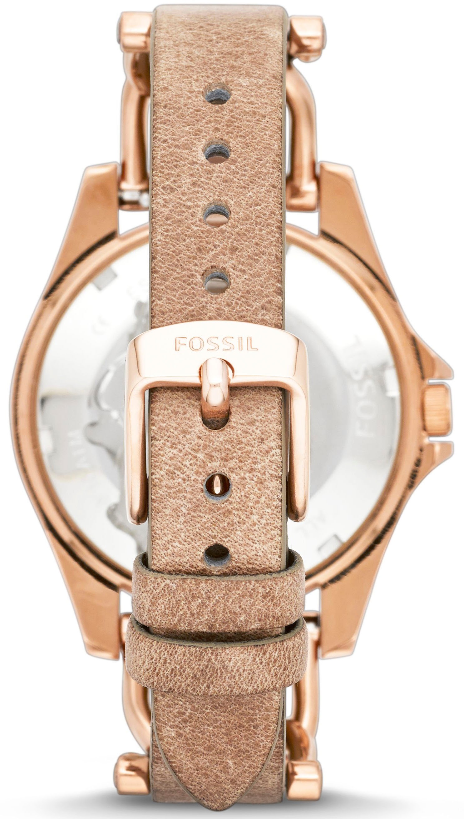 Fossil Multifunktionsuhr »RILEY«, Quarzuhr, Armbanduhr, Damenuhr, Datum, Glassteine, Lederarmband