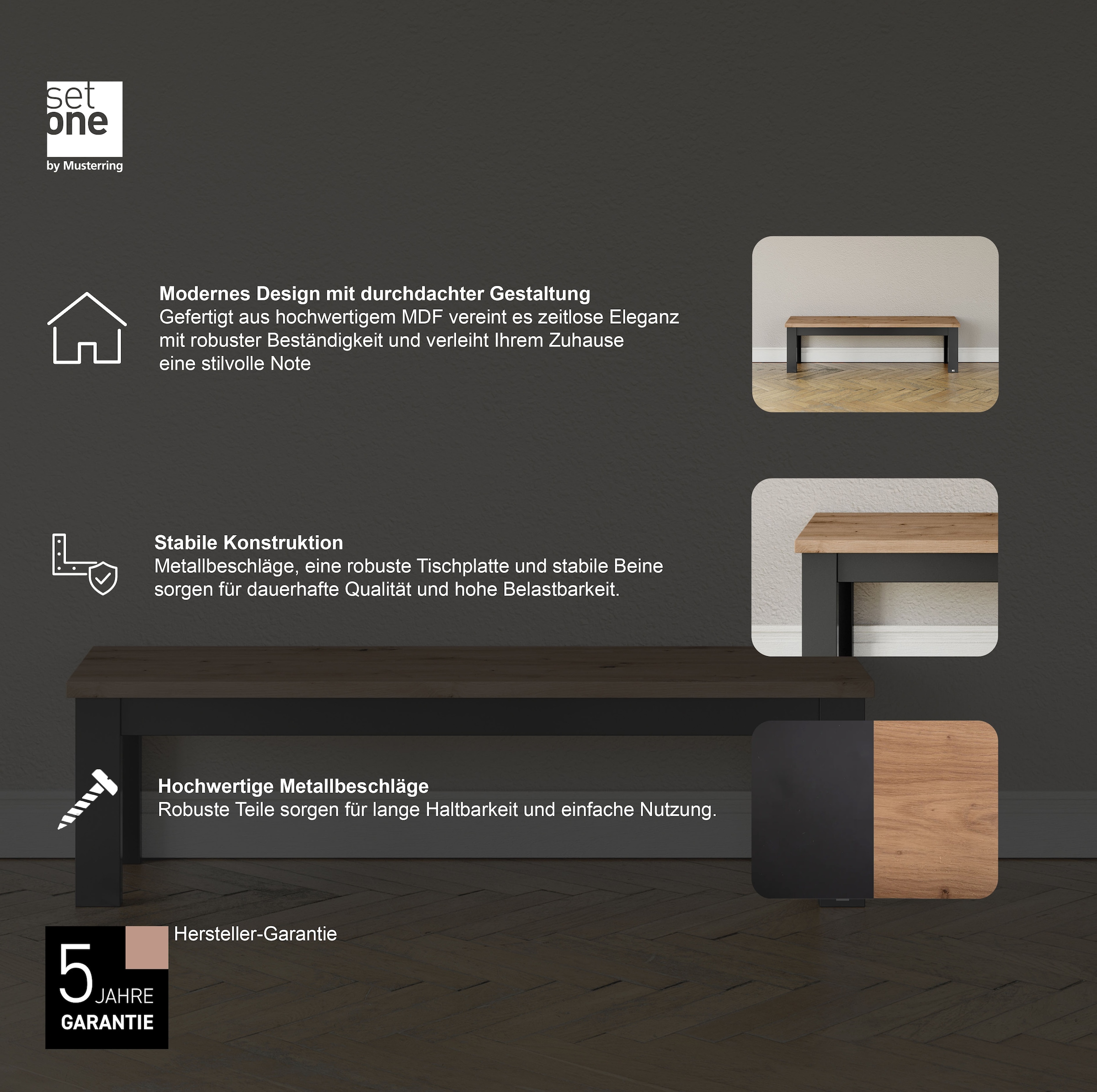set one by Musterring Sitzbank »York«, Typ 61, in 3 Farbvarianten, Landhausstil, Breite 160 cm