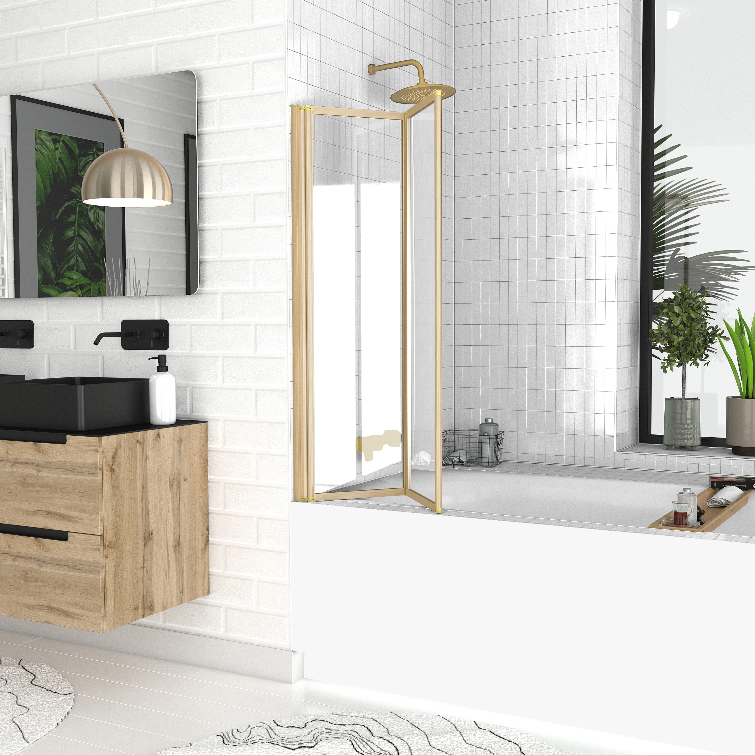 Marwell Badewannenaufsatz »Double Gold« für Badewanne, 2 schwenkbare Faltwände