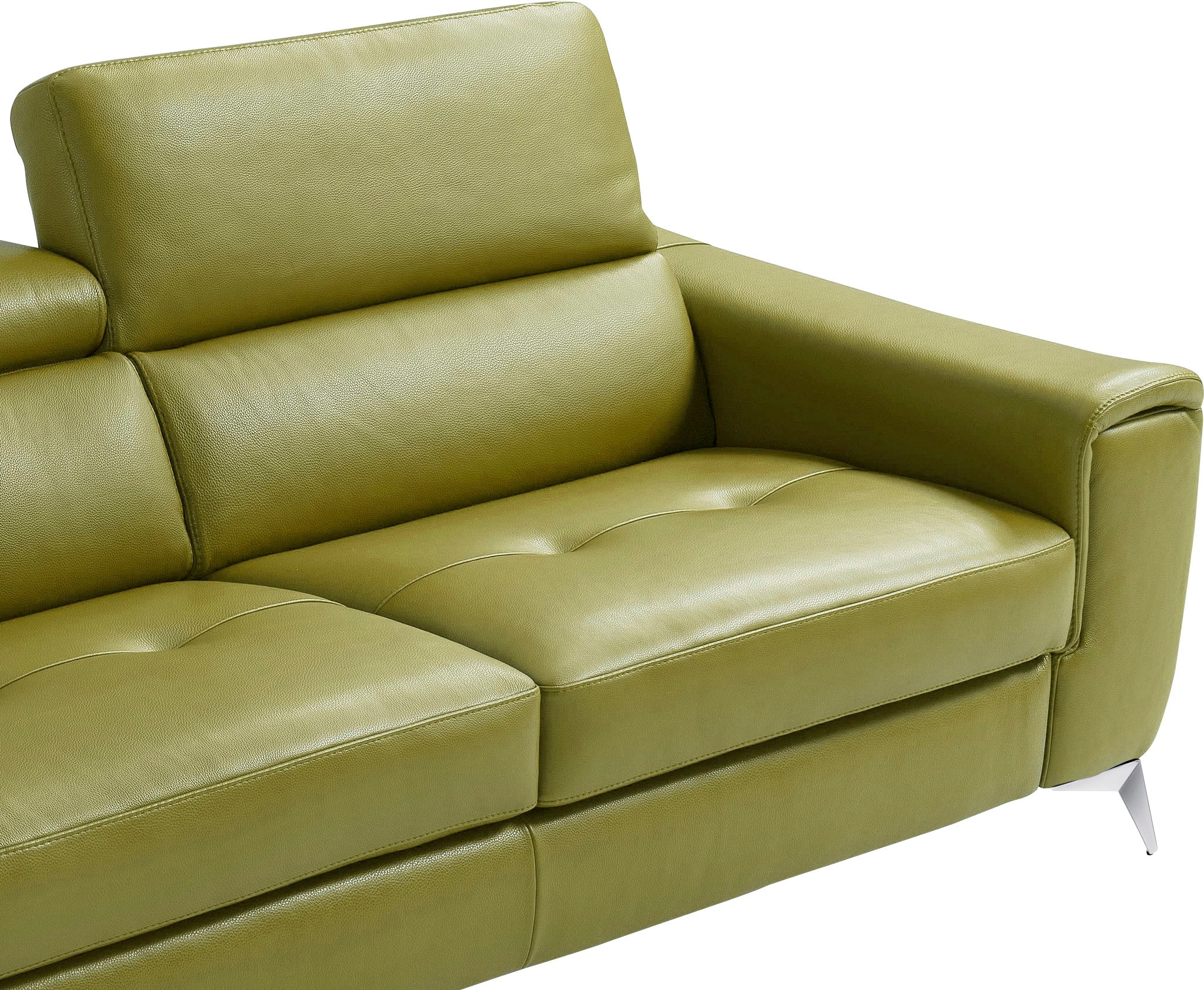 Egoitaliano Schlafsofa »Francine Designsofa, Loungesofa mit Dauerschlaffunktion, Breite 233 cm«, mit Bettfunktion, Leder BULL, salbei, Fußfarbe chrom