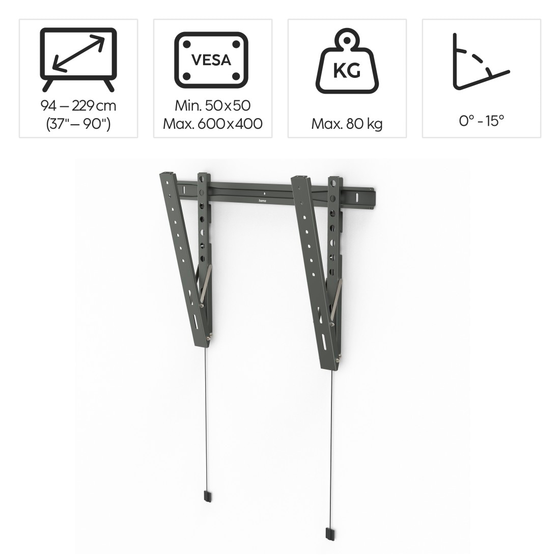 Hama TV-Wandhalterung »Wandhalterung (TILT "Ultraslim" ,37" - 90", VESA 600x400)« bis 229 cm Zoll