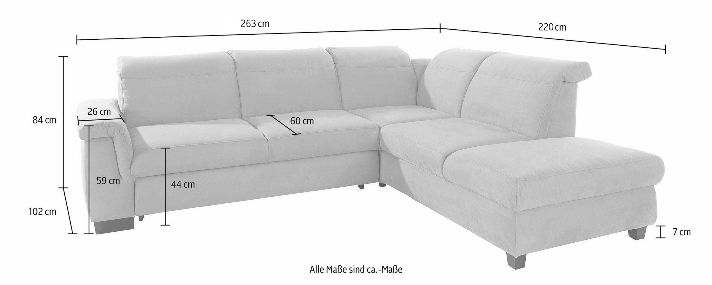 DOMO collection Ecksofa »Sully L-Form«, wahlweise mit Bettfunktion und Kopf- bzw. Rückenverstellung