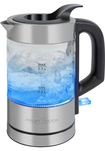 Wasserkocher »PC-WKS 1228 G inox, Glas, 360°«, 0,5 l, 1100 W