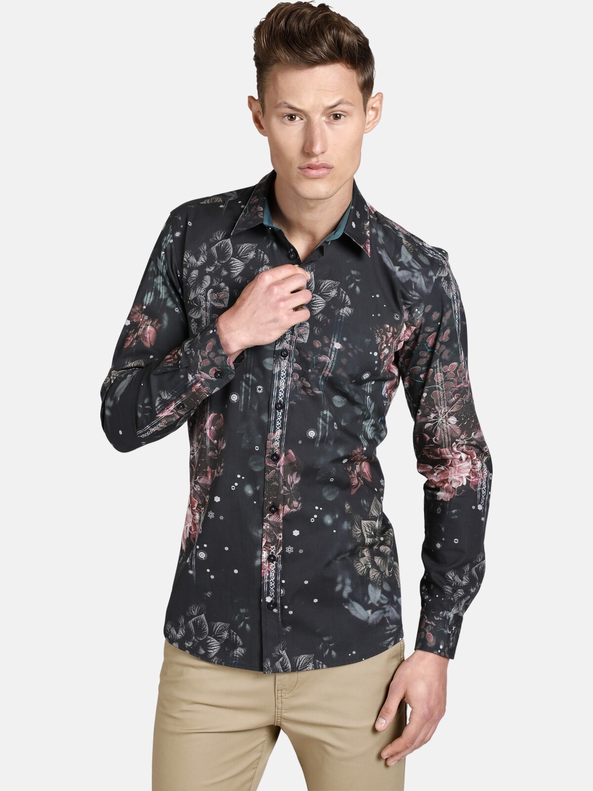 SHIRTMASTER Langarmhemd »noflowersplease«, Baumwollhemd mit Blumenmuster