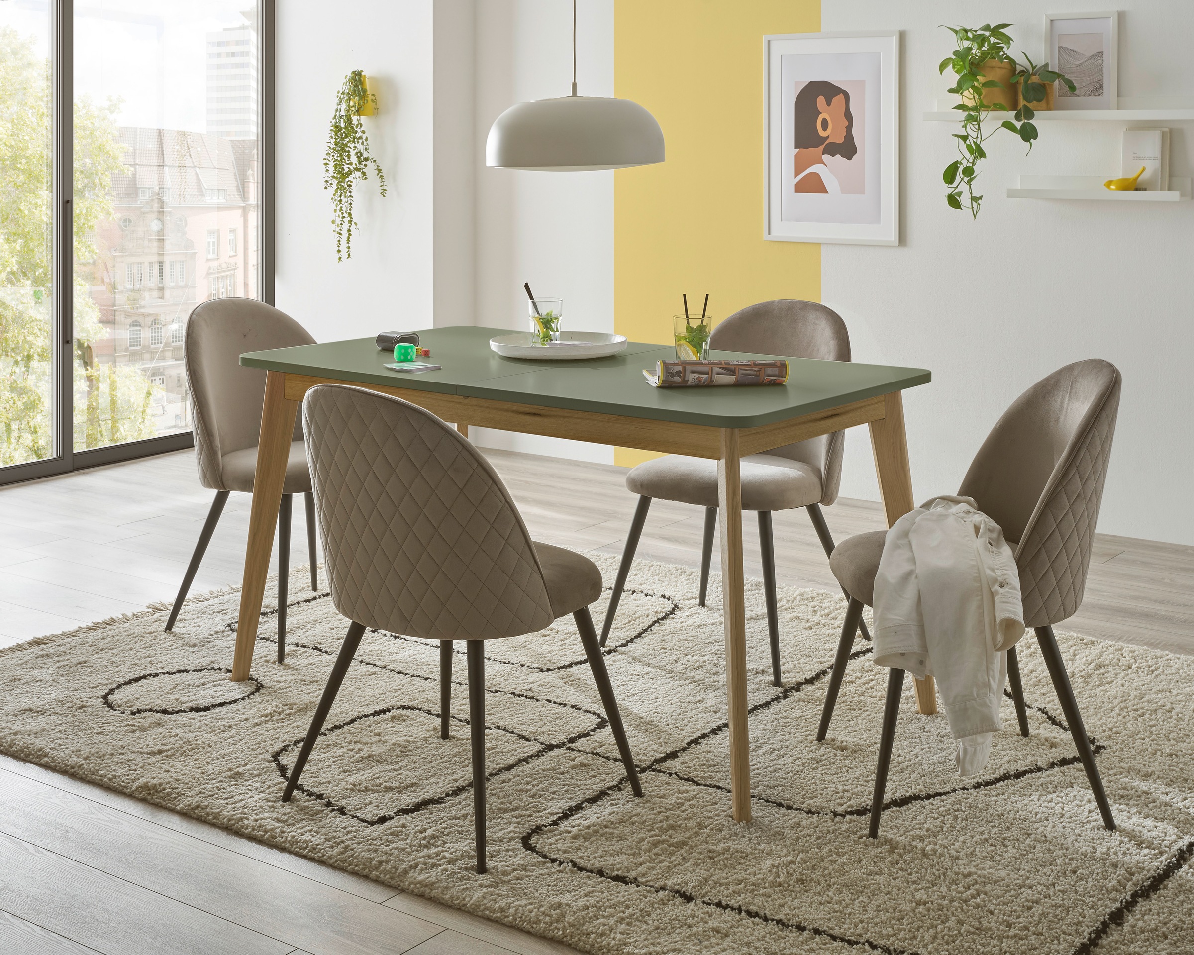 INOSIGN Esstisch »MAVAS«, in moderner Trendfarbe, Breite 140 - 180 cm (mit Einlegeplatte)