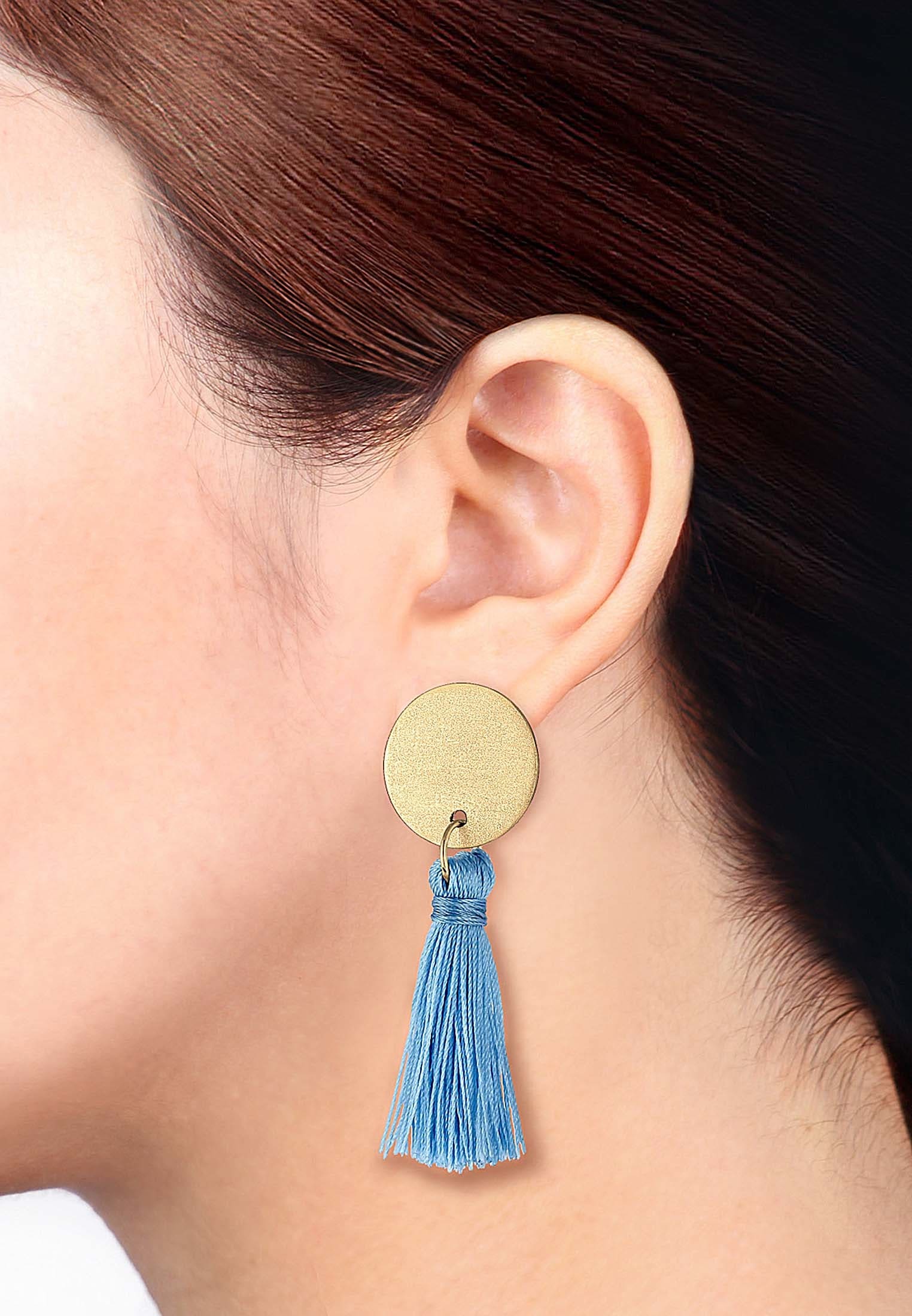 Elli Paar Ohrstecker »Ohrringe Hänger Kreis Boho Tassel Trend Matt 925 Silber«