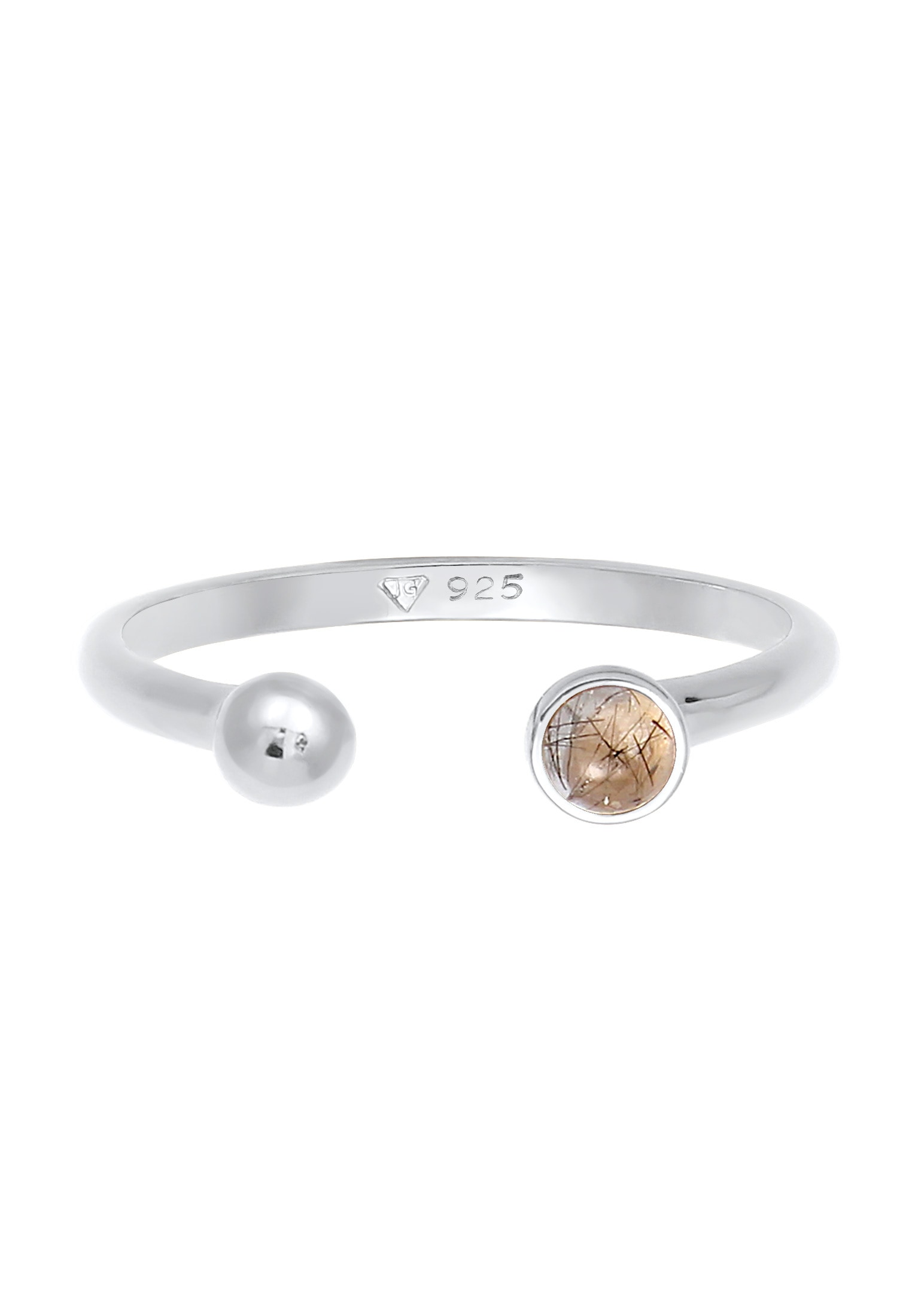 Elli Silberring »Ring Offen Verstellbar Turmalin Quarz Kugel 925 Silber«