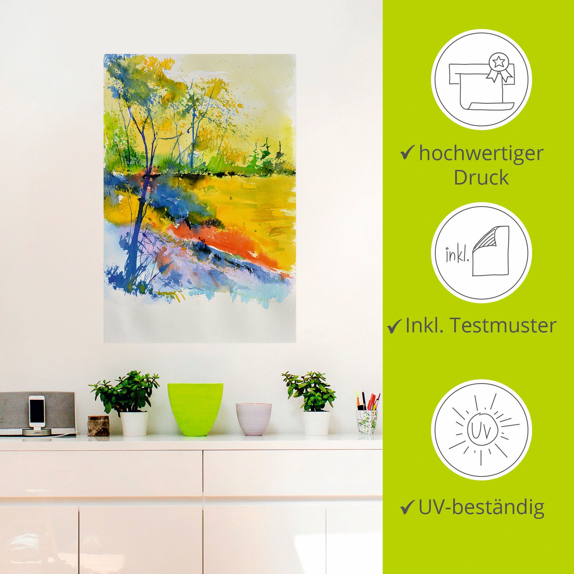 Artland Wandbild »Landschaft im Sonnenlicht«, Wald, (1 St.), als Alubild, Outdoorbild, Leinwandbild, Poster, Wandaufkleber