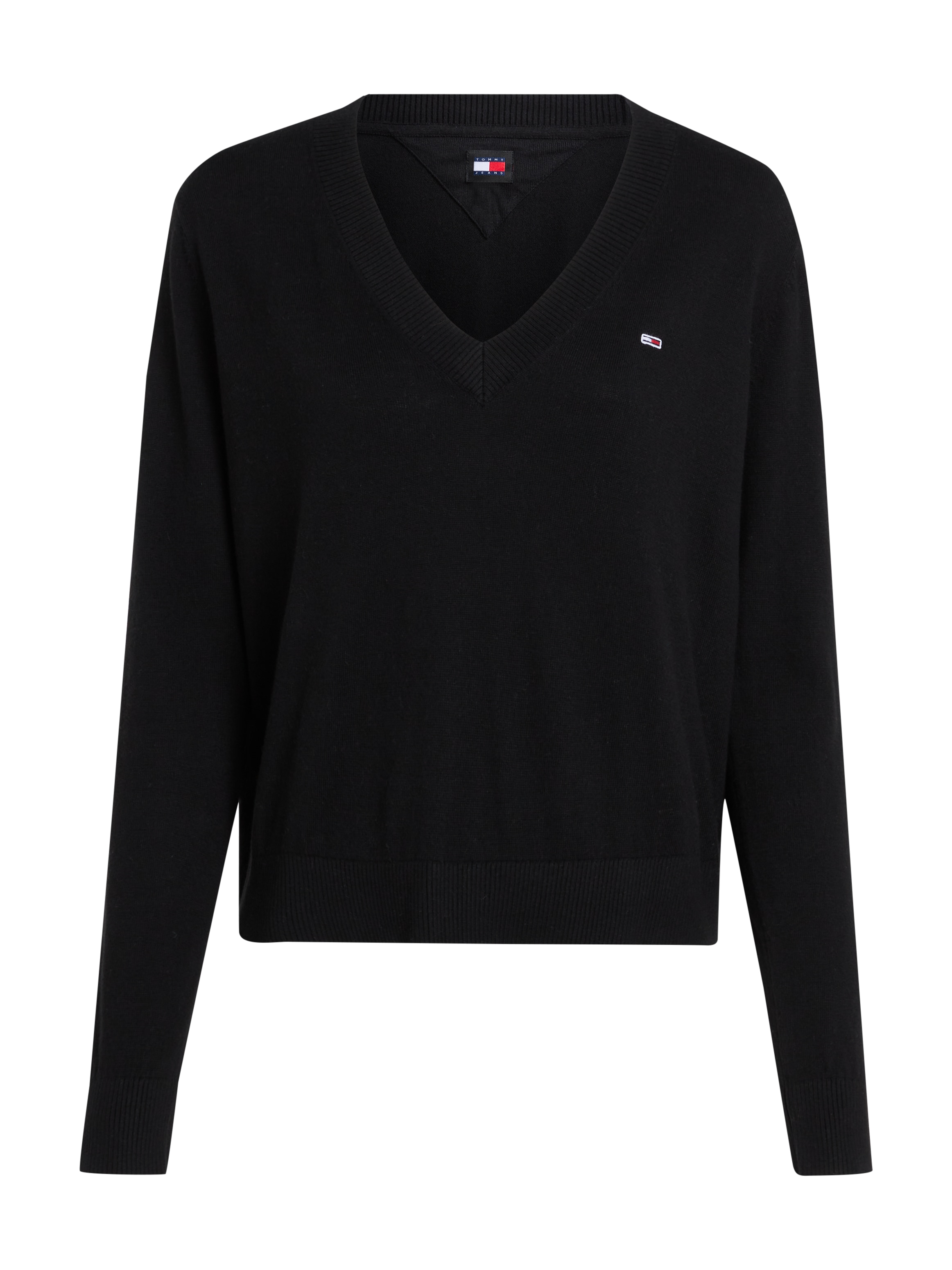 Tommy Jeans Strickpullover »TJW ESSENTIAL VNECK SWEATER EXT«, mit Logostickerei