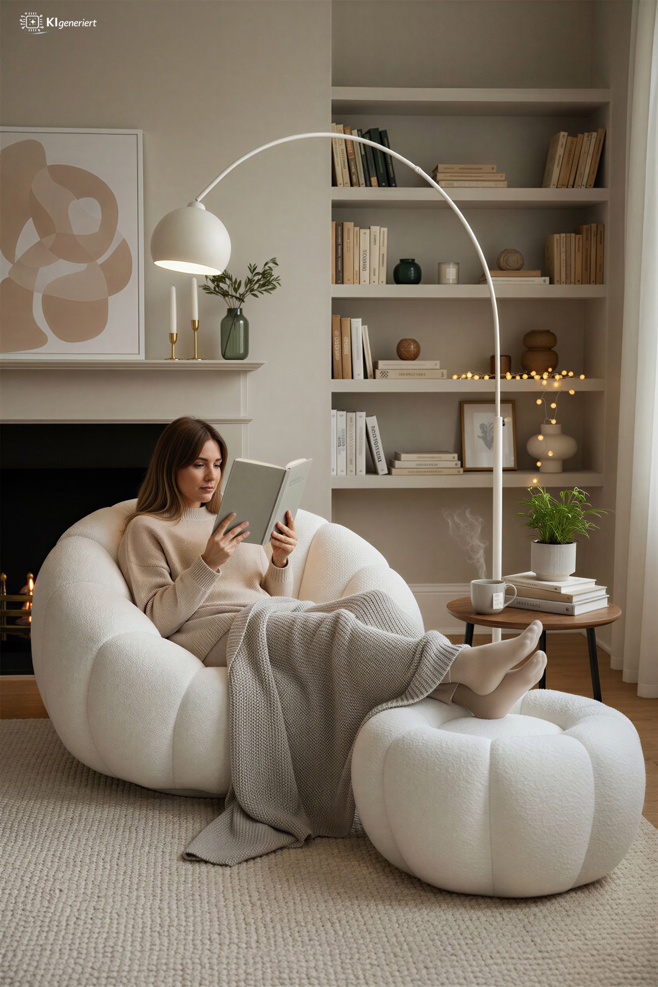 SalesFever Bogenlampe »Elegante Form mit stilvollem Metallschirm und hochwertigem Marmorfuß« E27 1 Stk. beige, Höhe 208 cm, mit Marmorfuß & Dimmer – zeitloses Design
