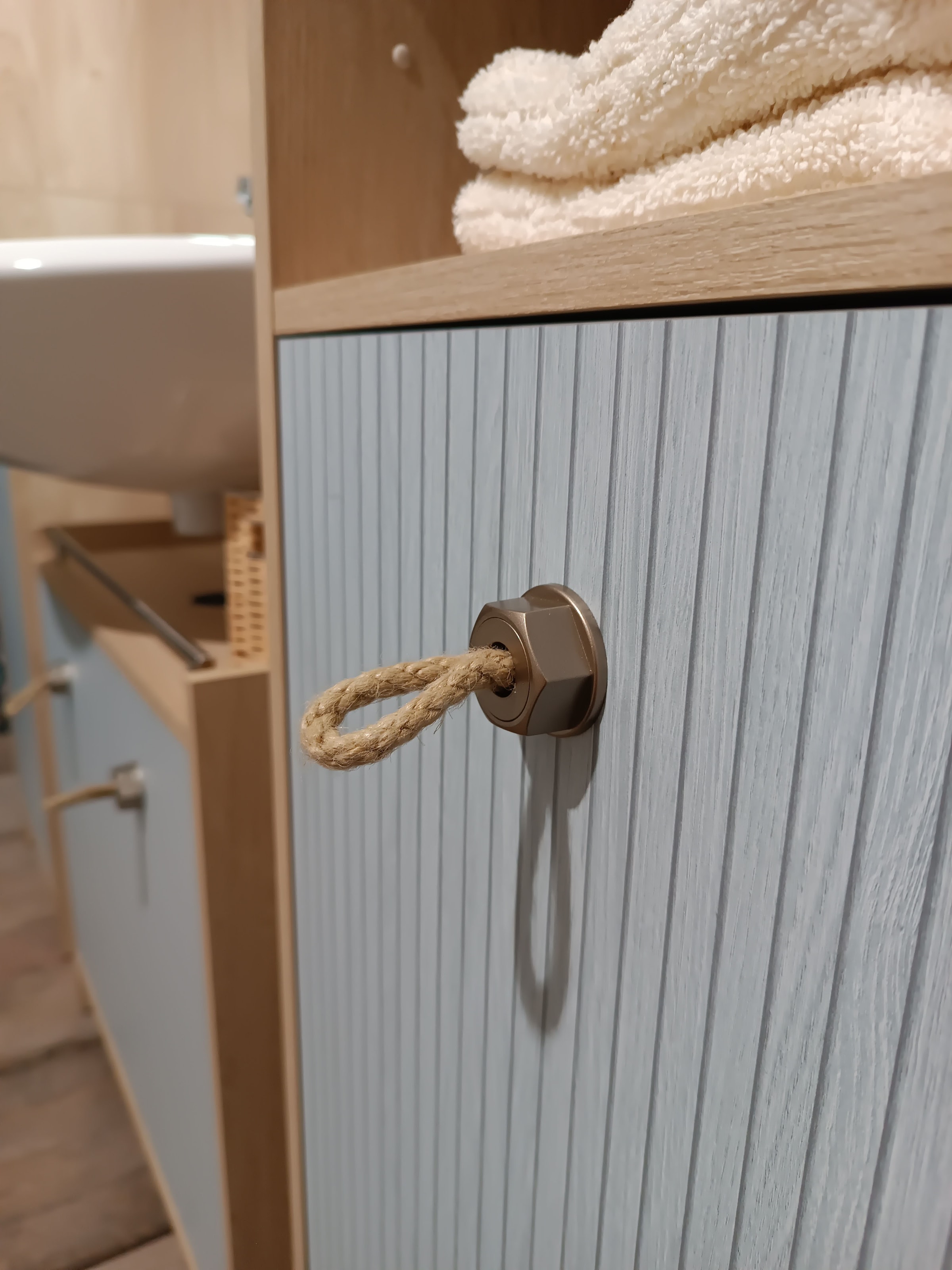 Schildmeyer Hochschrank »SONDERBY, 2 Türen & 1 offenes Fach, Höhe 176,5 cm, MADE IN GERMANY« 1 Stk. tlg. Seilgriffe im maritimen Look, MADE IN GERMANY