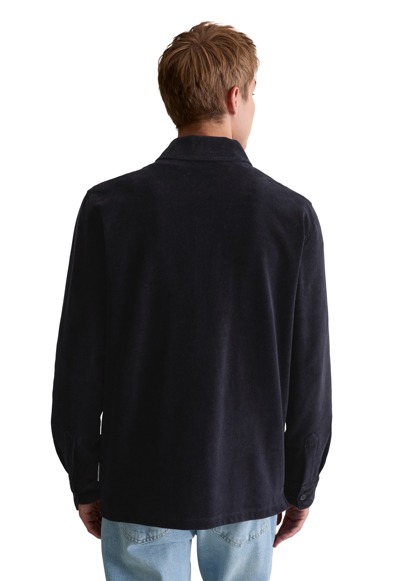 Marc O'Polo DENIM Langarmshirt, aus softem Frottee-Cord, relaxed fit, Kentkragen