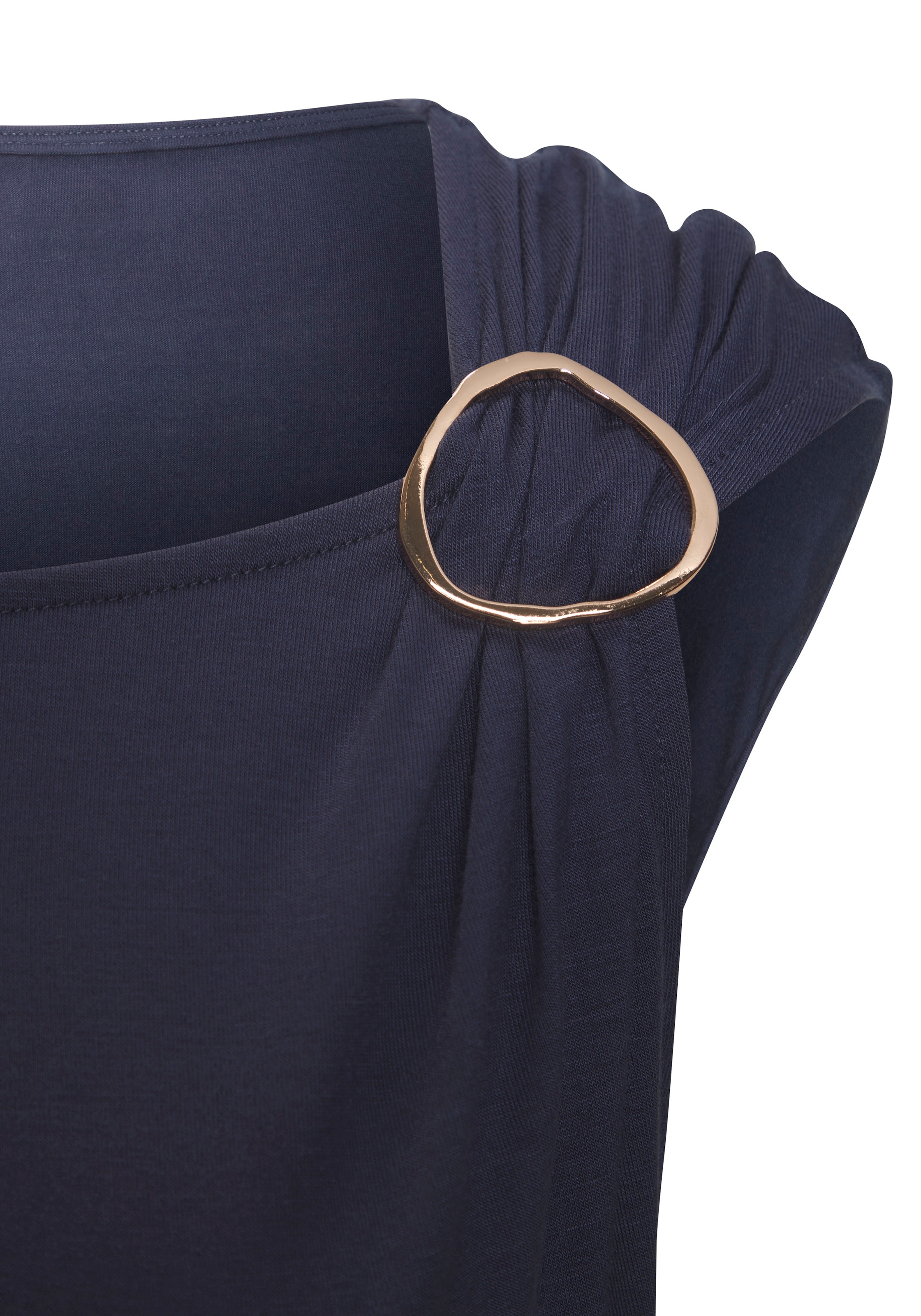 Vivance Kurzarmshirt, mit Zierschnalle, Sommertop, casual