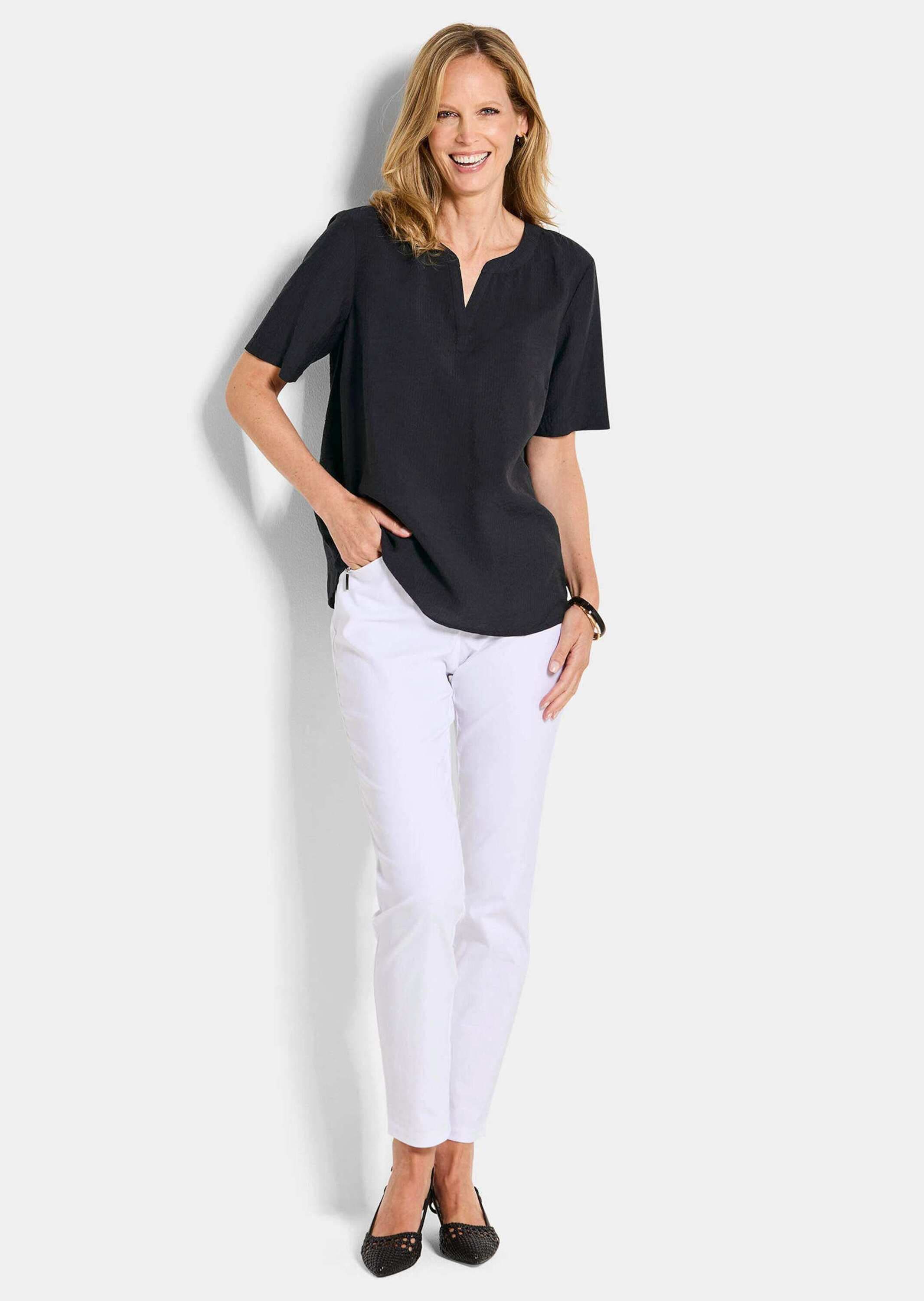 GOLDNER Schlupfbluse »Blusenshirt mit feiner Streifenstruktur« figurschmeichelende Schnittführung