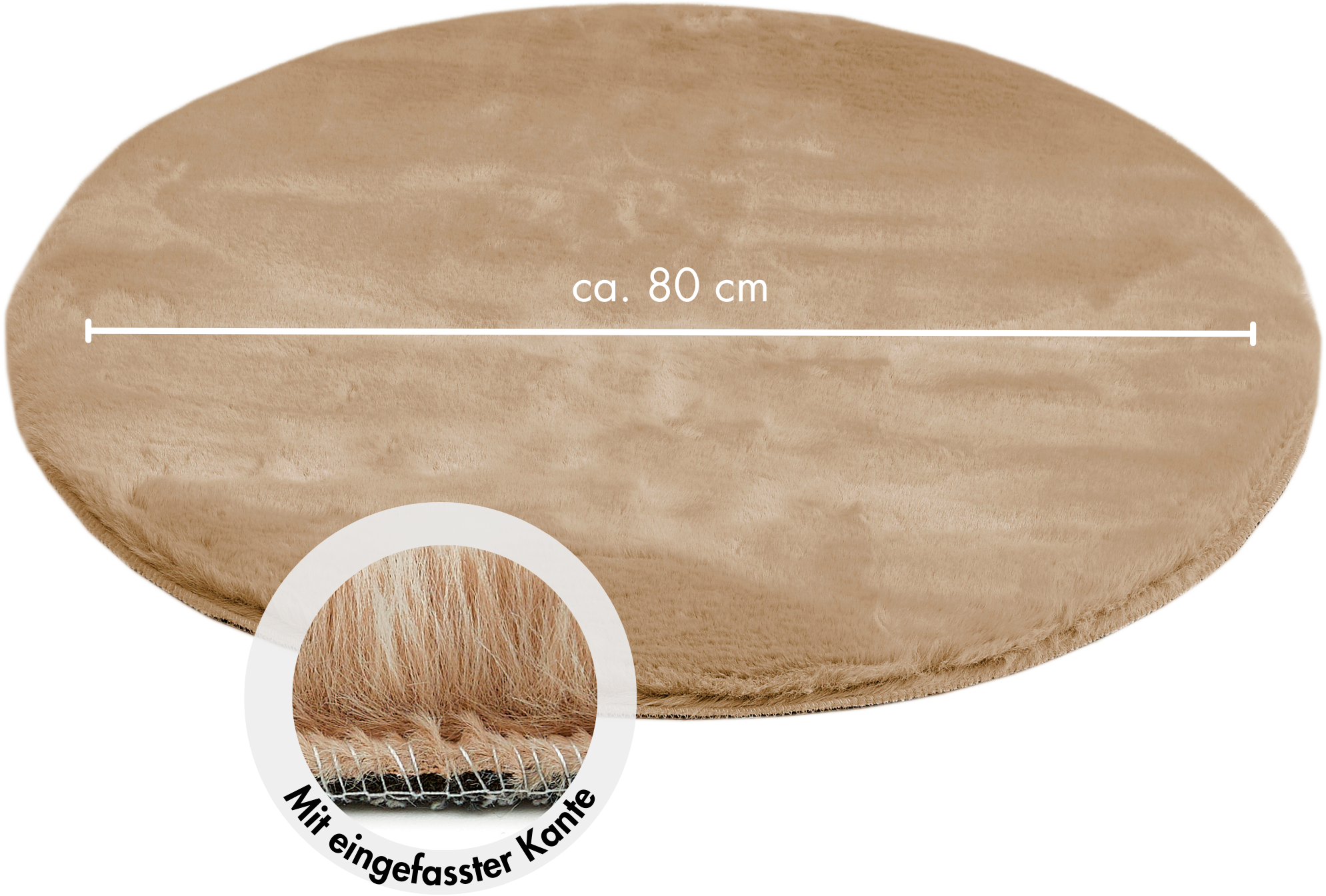 OTTO home Hochflor-Teppich »Lugano« rund 30 mm Höhe Kunstfell, Uni Farben, sehr weich & kuschelig