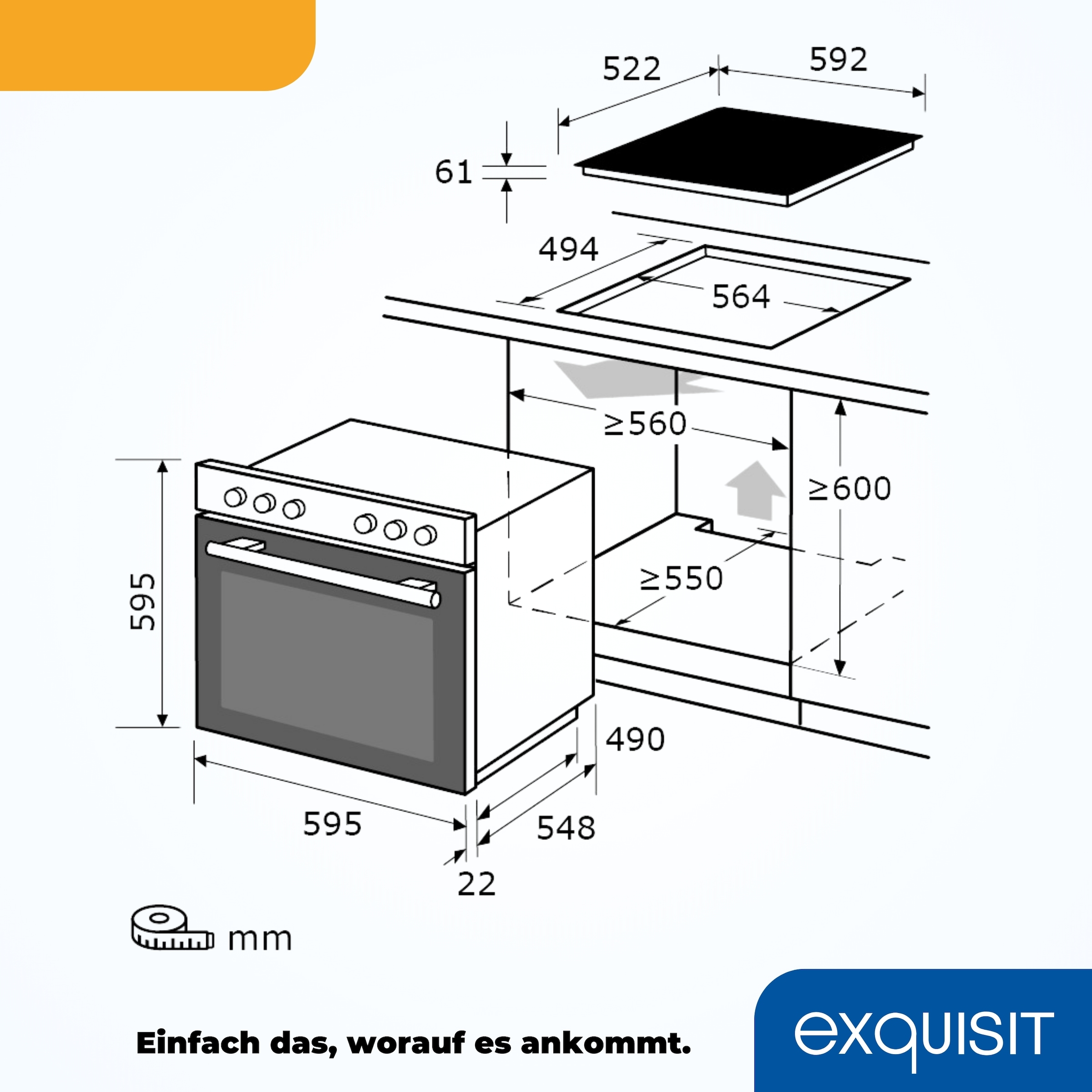 exquisit Elektro-Herd-Set »EHE 185-HZ-020 inox«
