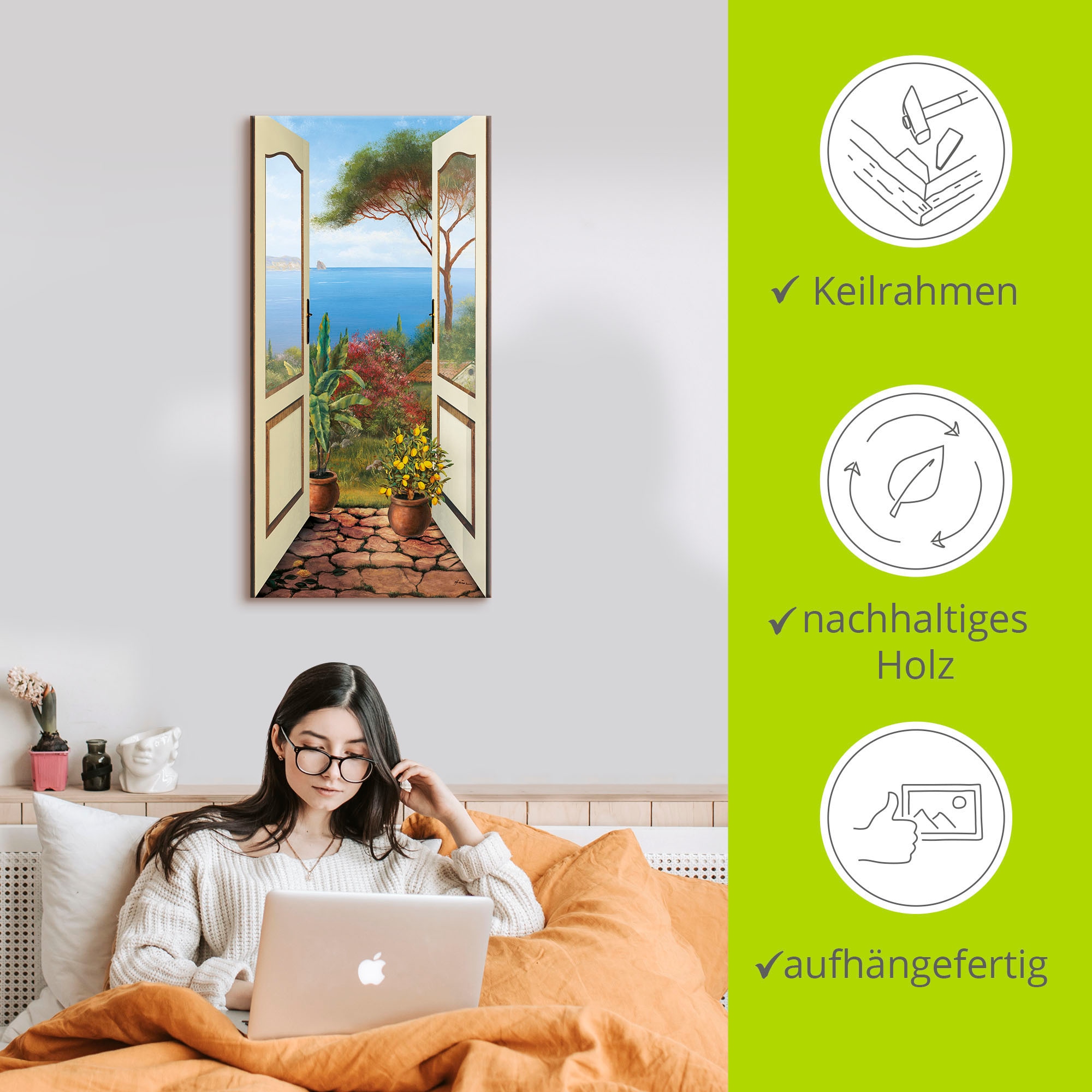 Artland Leinwandbild »Veranda am Meer« Küstenbilder 1 Stk. tlg. auf Holzrahmen gespannt