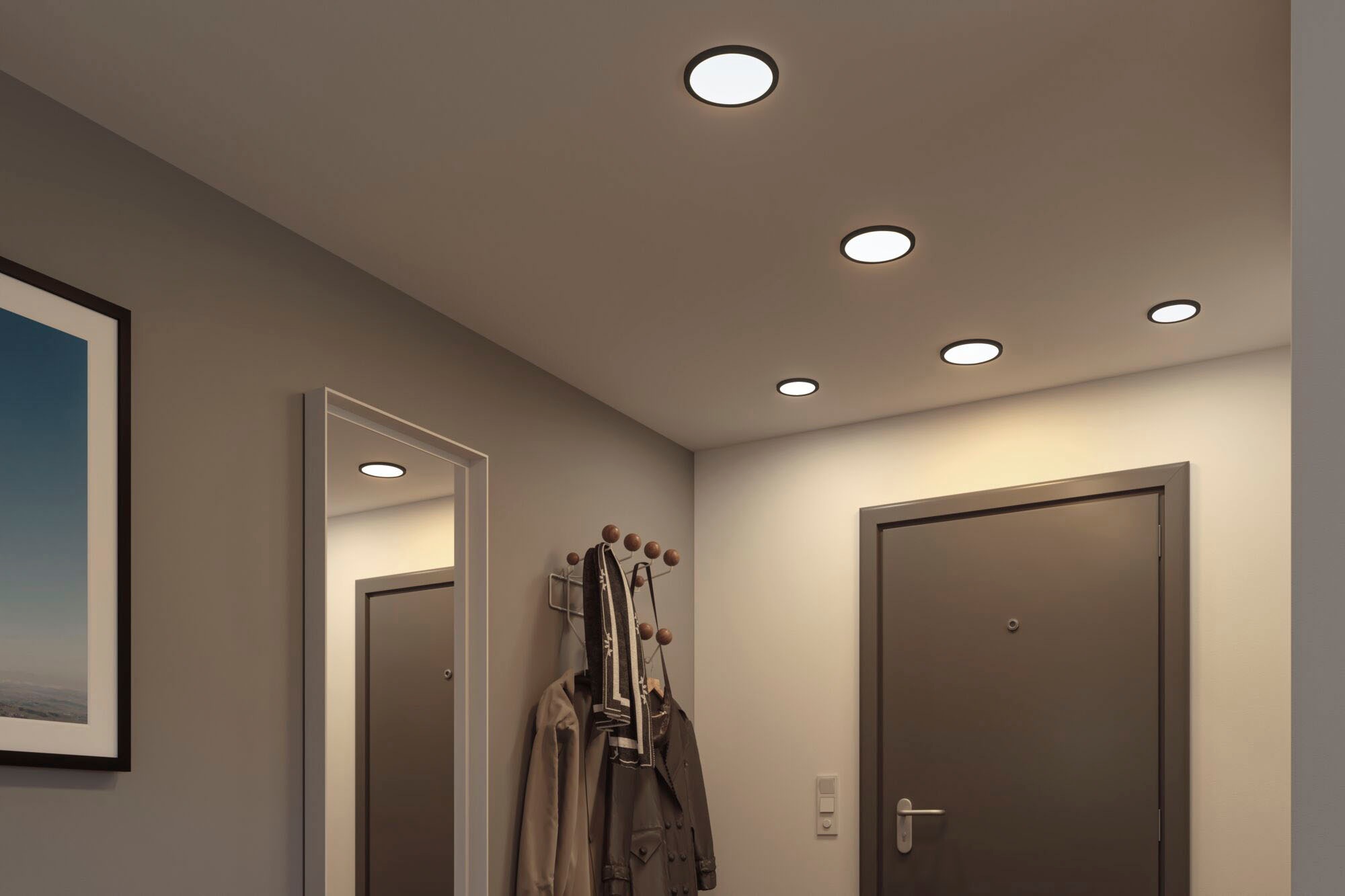 Paulmann LED Einbauleuchte »LED Einbaupanel Areo VariFit IP44 rund 118mm 4000K Schwarz«, 1 flammig, LED Einbaupanel Areo VariFit IP44 rund 118mm 4000K Schwarz