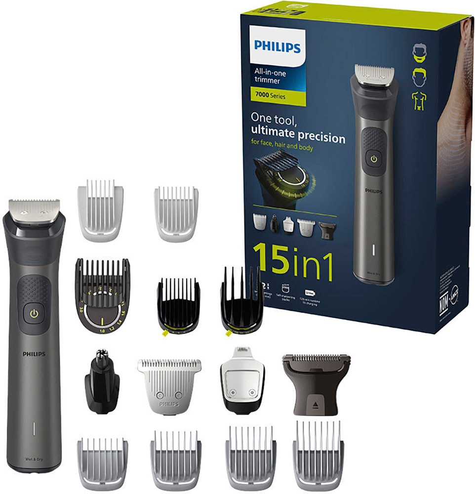 Philips Multifunktionstrimmer »Series 7000 MG7940/15« 15 Aufsätze All-in-One Trimmer, 15-in-1 für Gesicht, Körper und Kopfhaare in schwarz