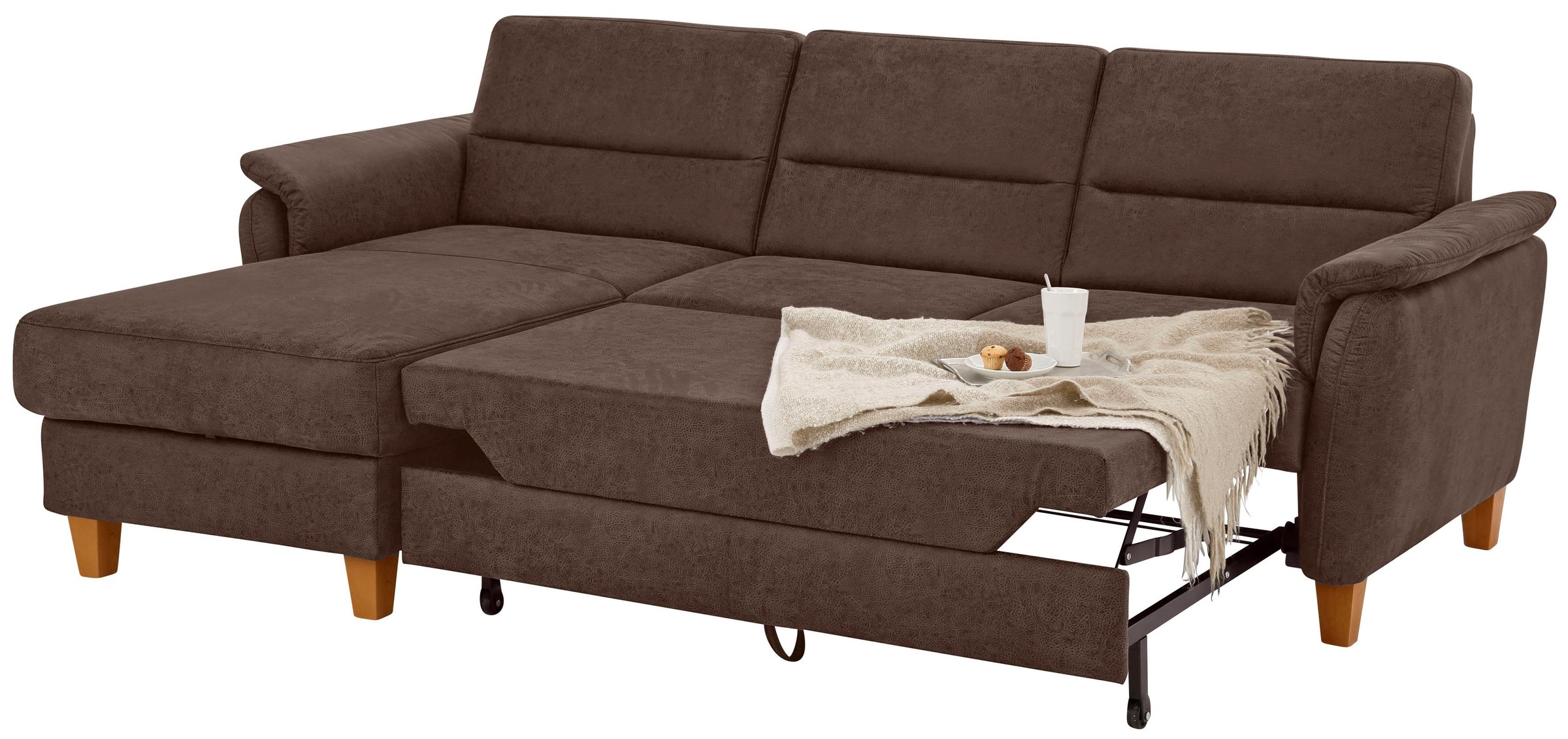 Home affaire Ecksofa »Palmera L-Form, B: 244 cm«, optional Bettfunktion & Bettkasten, Federkern