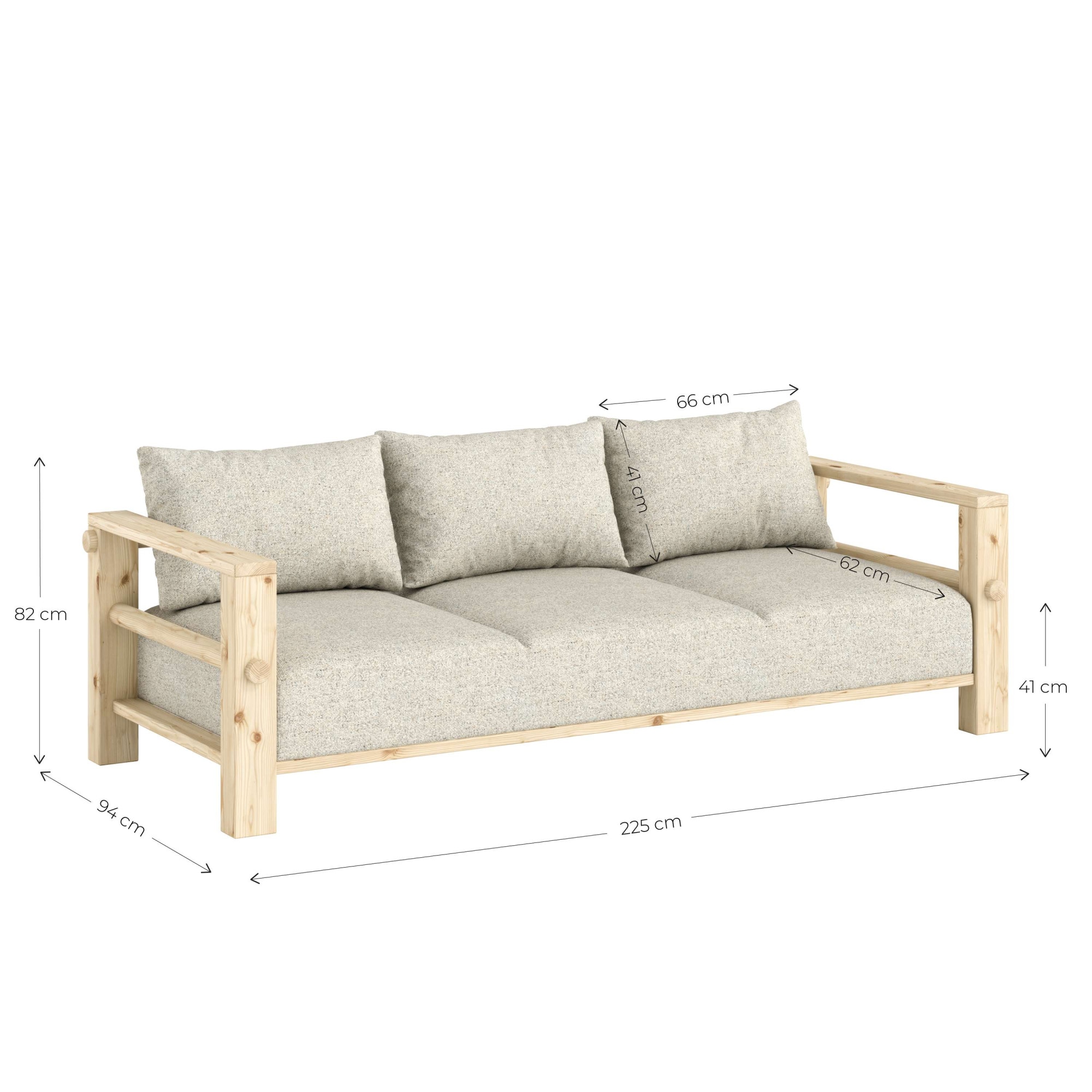 Karup Design Sofa »Bare Sofa, Schlafsofa mit Boxspring, 3-Sitzer, Couch, Bettfunktion« Boxspring-Matratze mit Sprungfedern, 3 Rückenkissen, Made in Europe