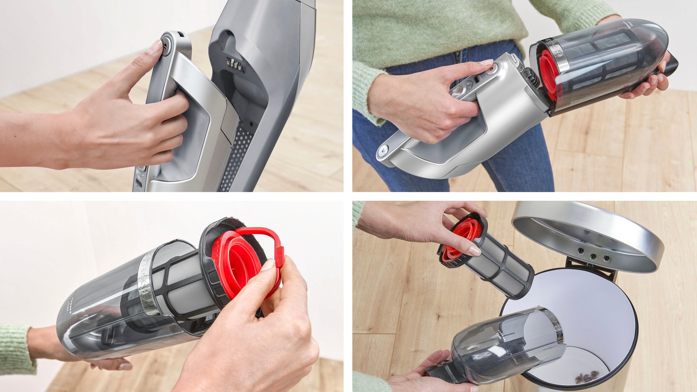 BOSCH Akku-Hand-und Stielstaubsauger »Flexxo Gen 2 Serie 4 BBH3K2801«, 28 V, Power Düse mit LED, integriertes Zubehör, silber