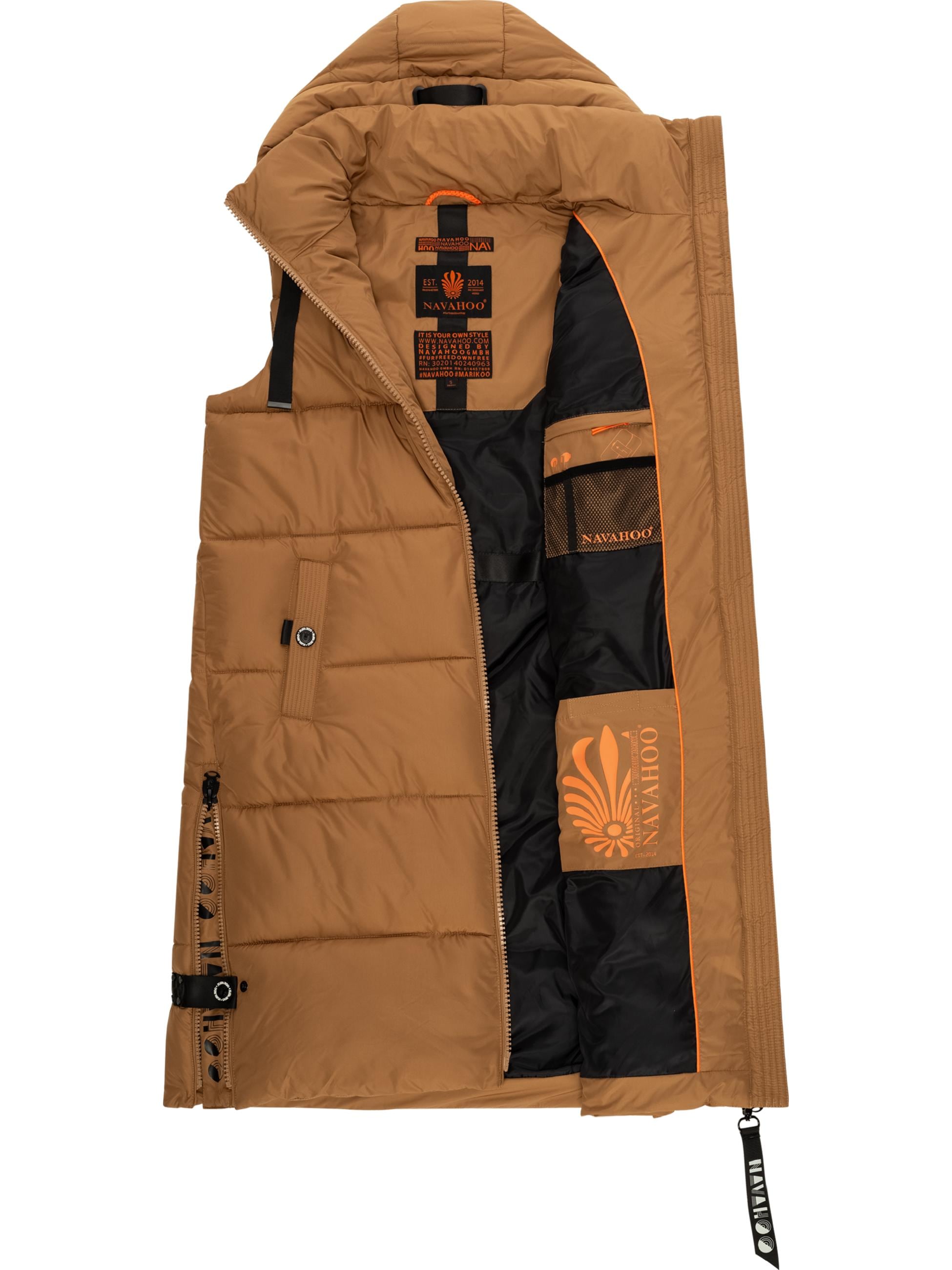 Navahoo Steppweste »Steppweste Schnuffelchen«, (1 tlg.), warme Damen Outdoor-Weste lang mit Kapuze