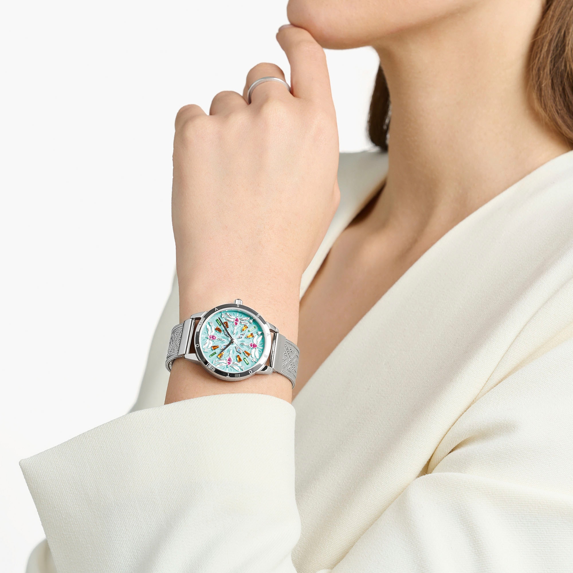 THOMAS SABO Quarzuhr »KALEIDOSKOP LIBELLE«, Damenuhr, Armbanduhr, Schmucksteine, Libellen, Edelstahl