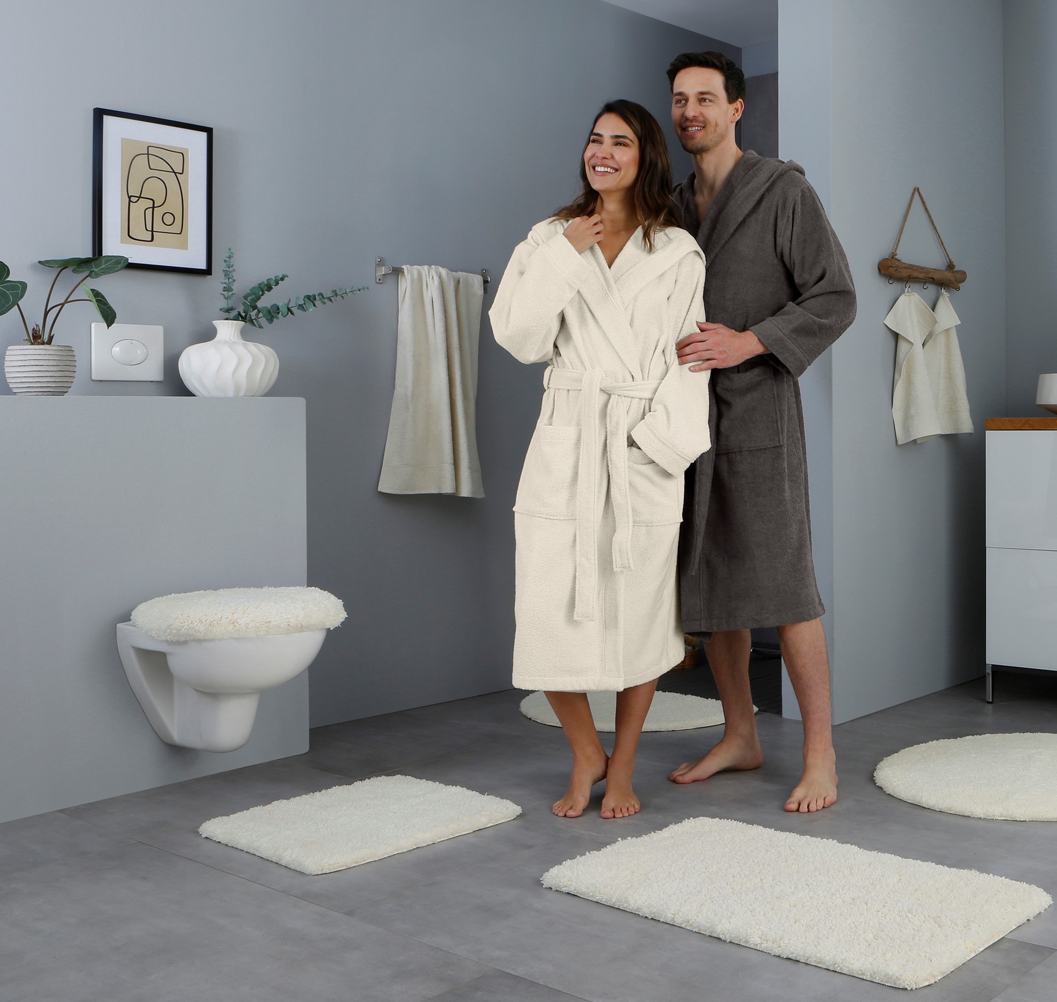 my home Badematte »Sanremo, Badvorleger, Badezimmer Teppich, sehr weich«, rutschhemmend beschichtet, fußbodenheizungsgeeignet-schnell trocknend, Badteppich, unifarben, rechteckig, rund & als 3-tlg. Set erhältlich