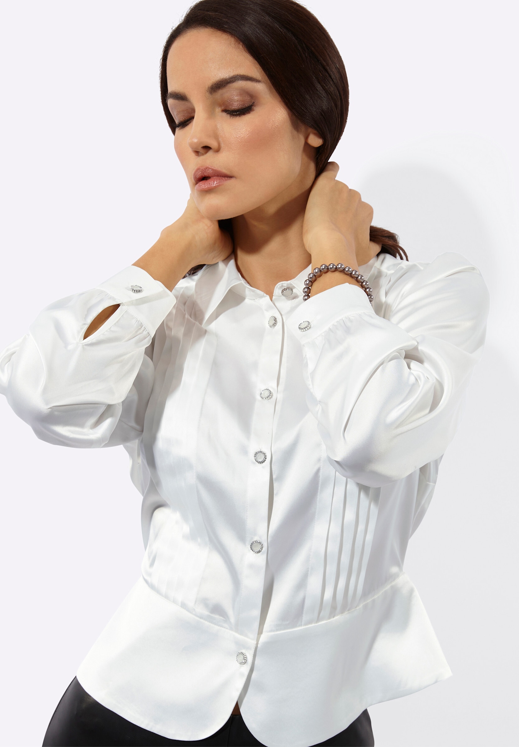 creation L Klassische Bluse »Satin-Bluse Satinbluse mit Hemdkragen«