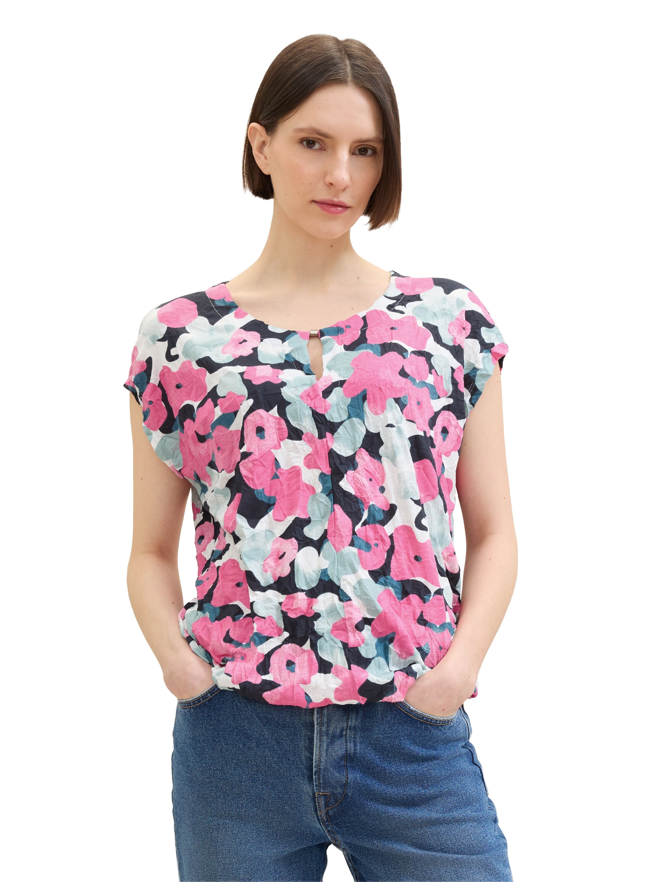 Print-Shirt, mit Knitteroptik