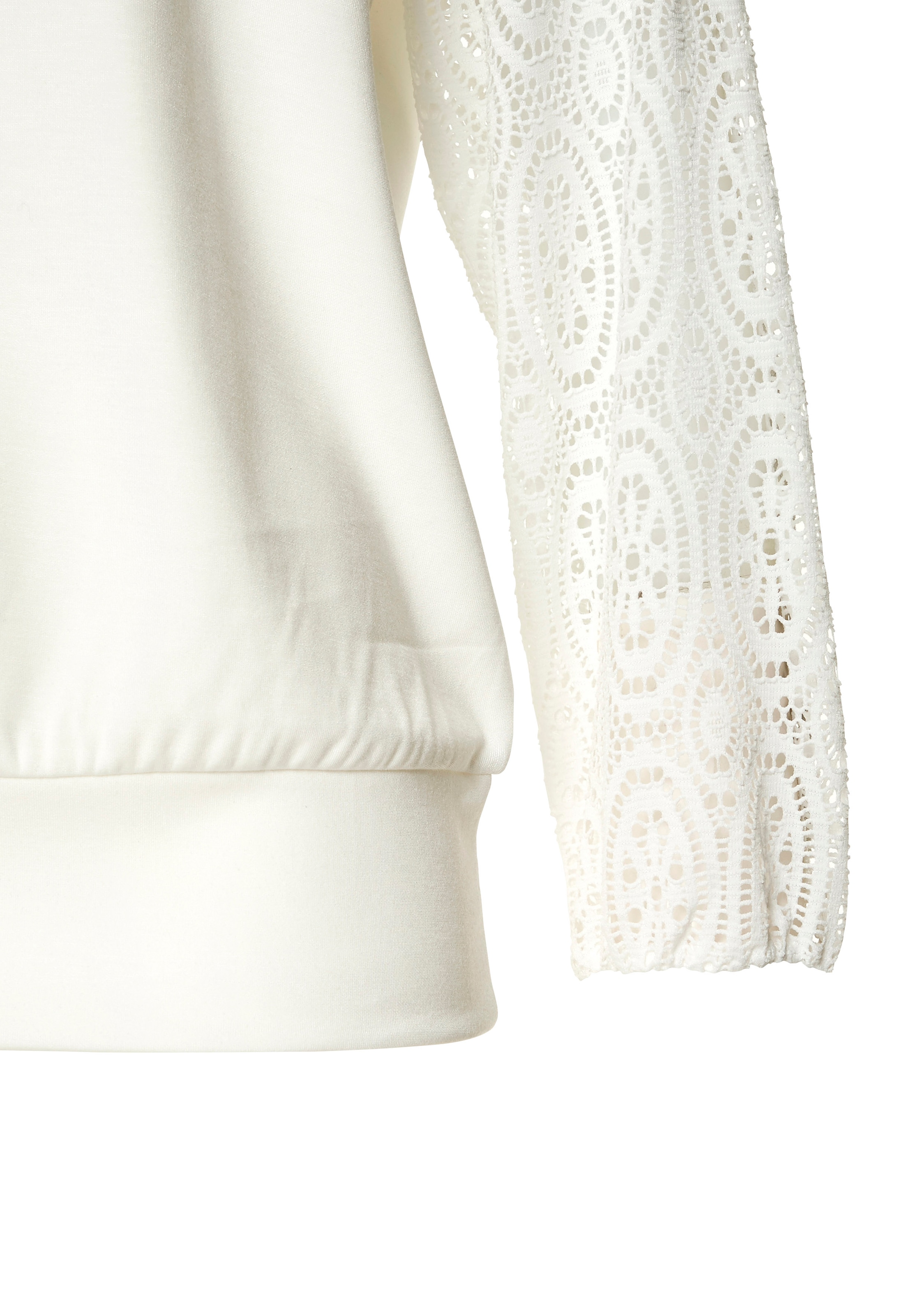 LASCANA Kapuzensweatshirt , mit Ärmeln aus elastischer Spitze
