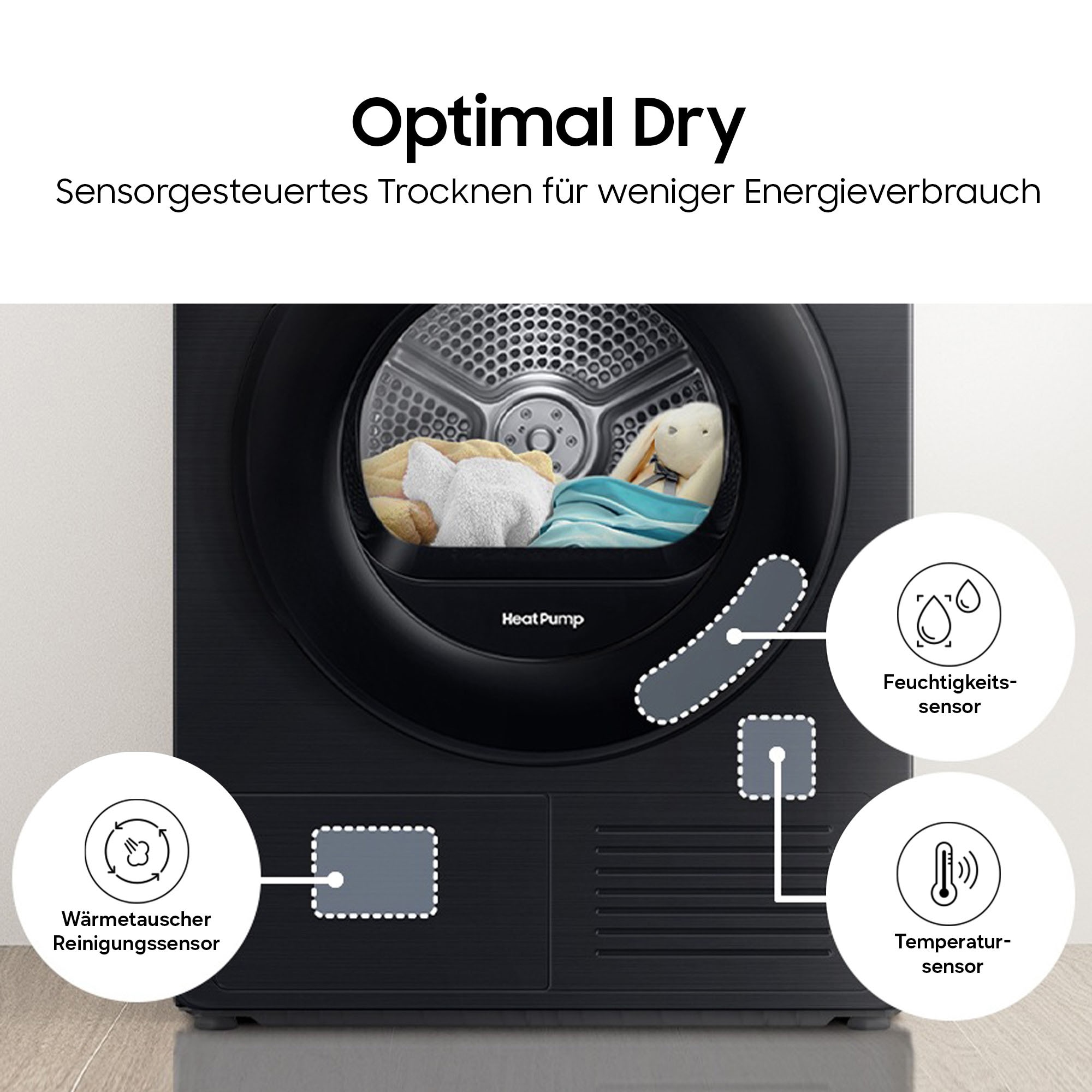 Samsung Wärmepumpentrockner »DV9EDG52A0AEEG« DV5000D 9 Optimal Dry ‑ Intelligent Trocknen mit Sensoren