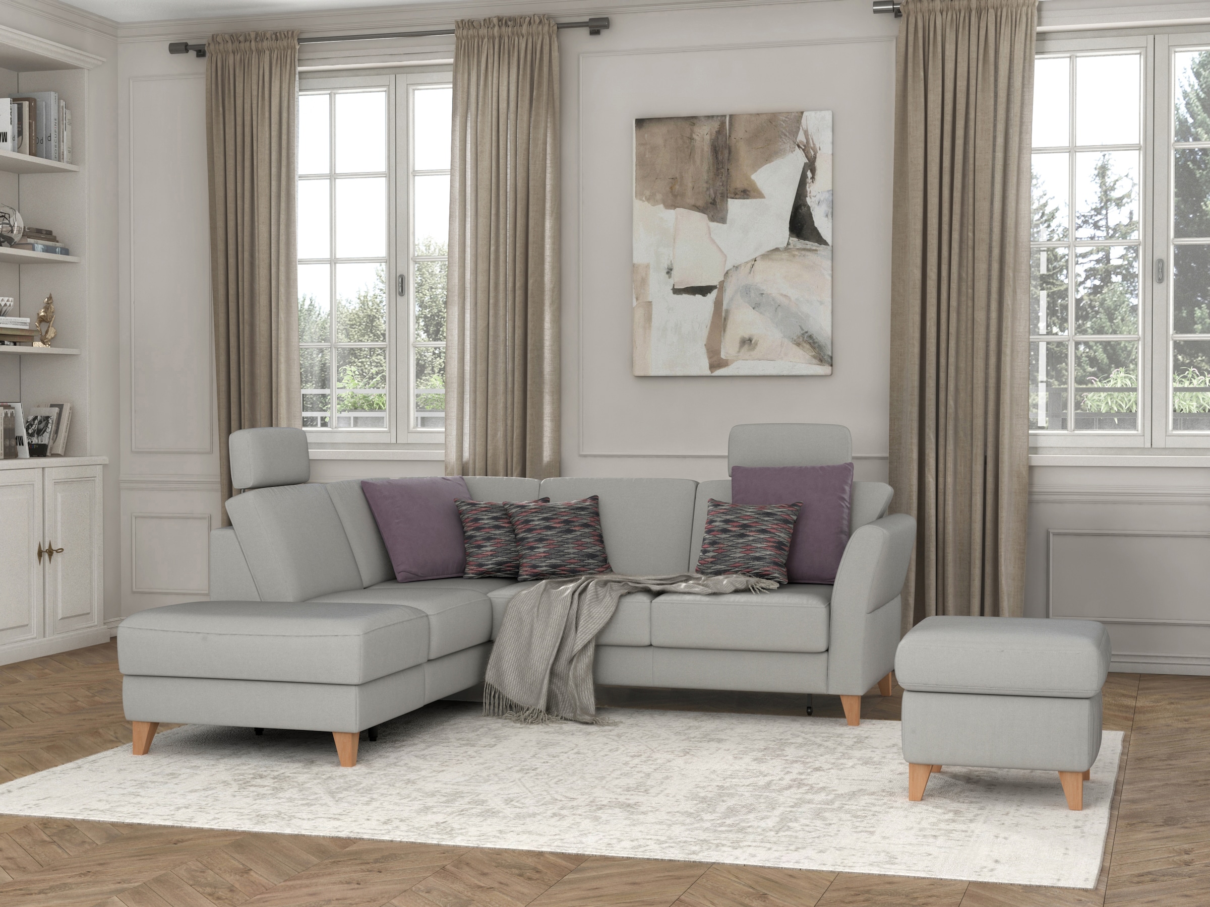 sit&more Ecksofa »Visby L-Form«, Wahlweise mit Bettfunktion und Stauraum, frei im Raum stellbar