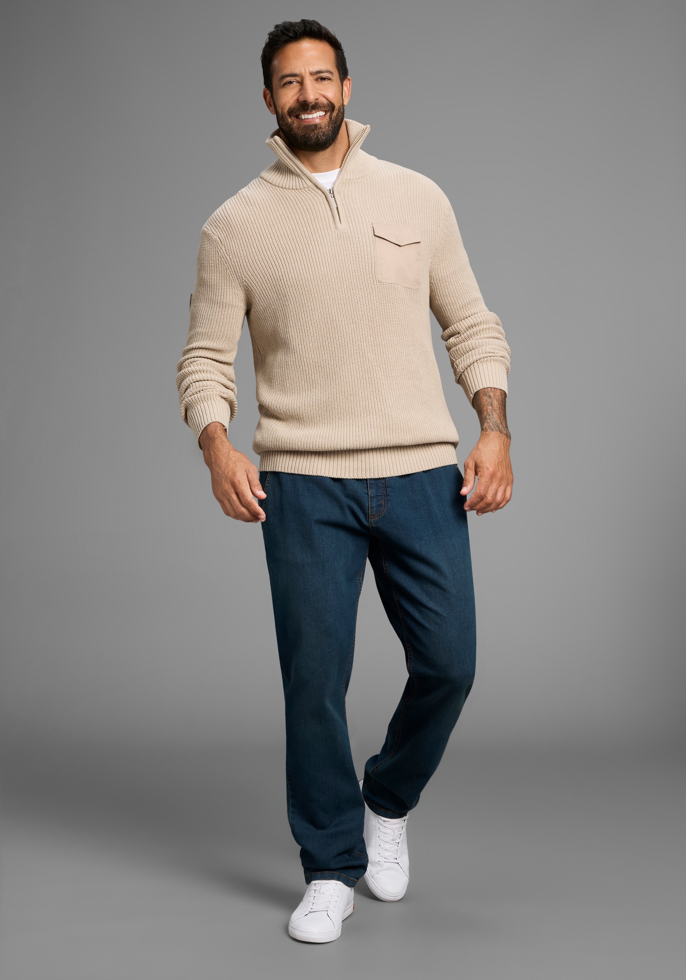 H.I.S Troyer »Neue Kollektion! Highlight Rippen-Optik!« mit Brusttasche, Perfekt für die kältere Jahreszeit