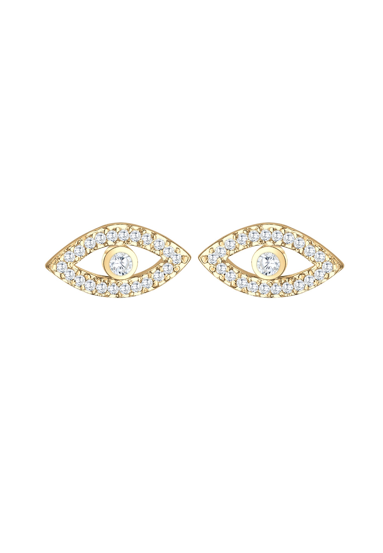 Elli Paar Ohrstecker »Ohrringe Ohrstecker Evil Eye Zirkonia Weiß 925 Sterling Silber vergoldet«