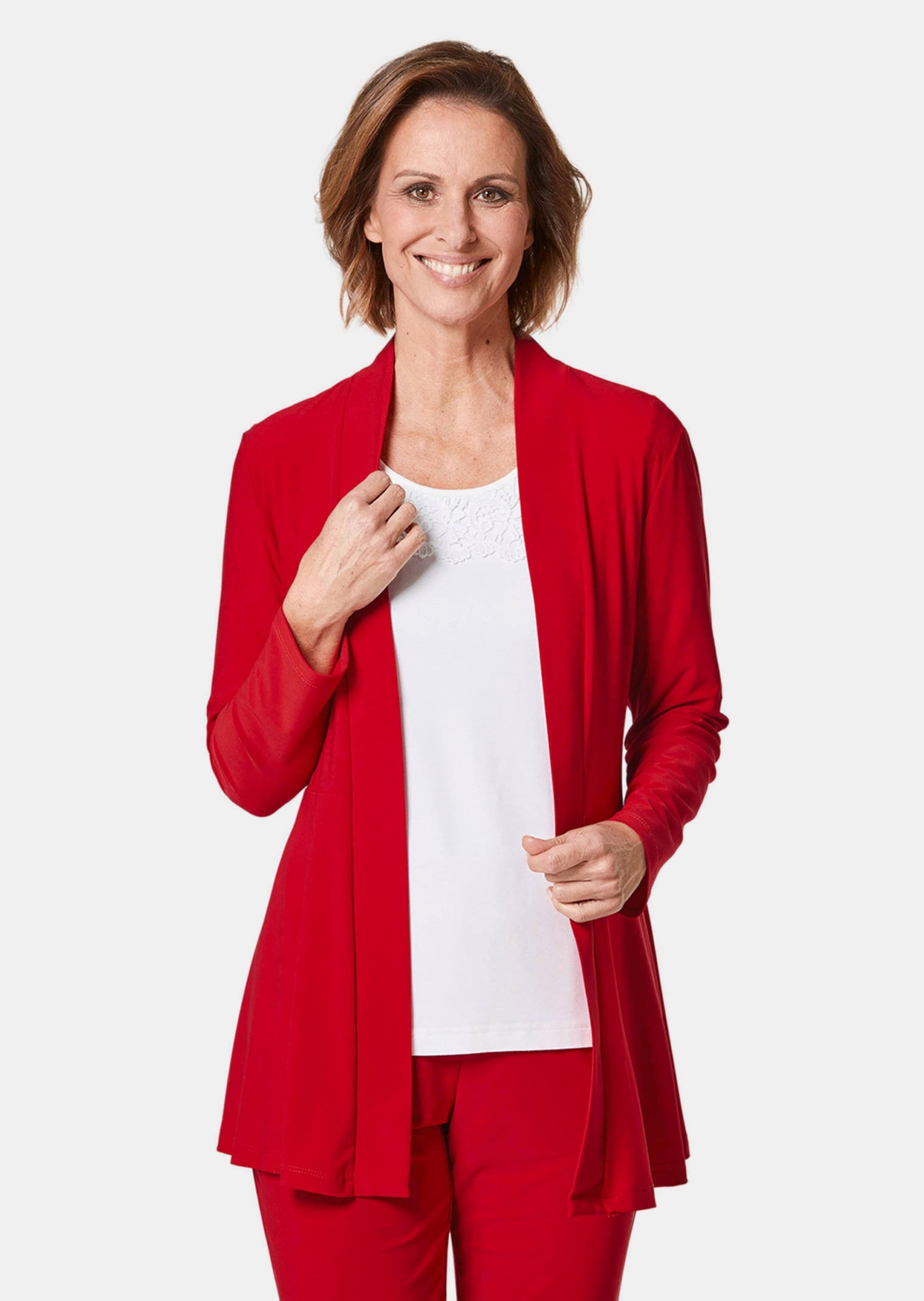 GOLDNER Sweatjacke »Leichte Shirtjacke lila mit Stretch«